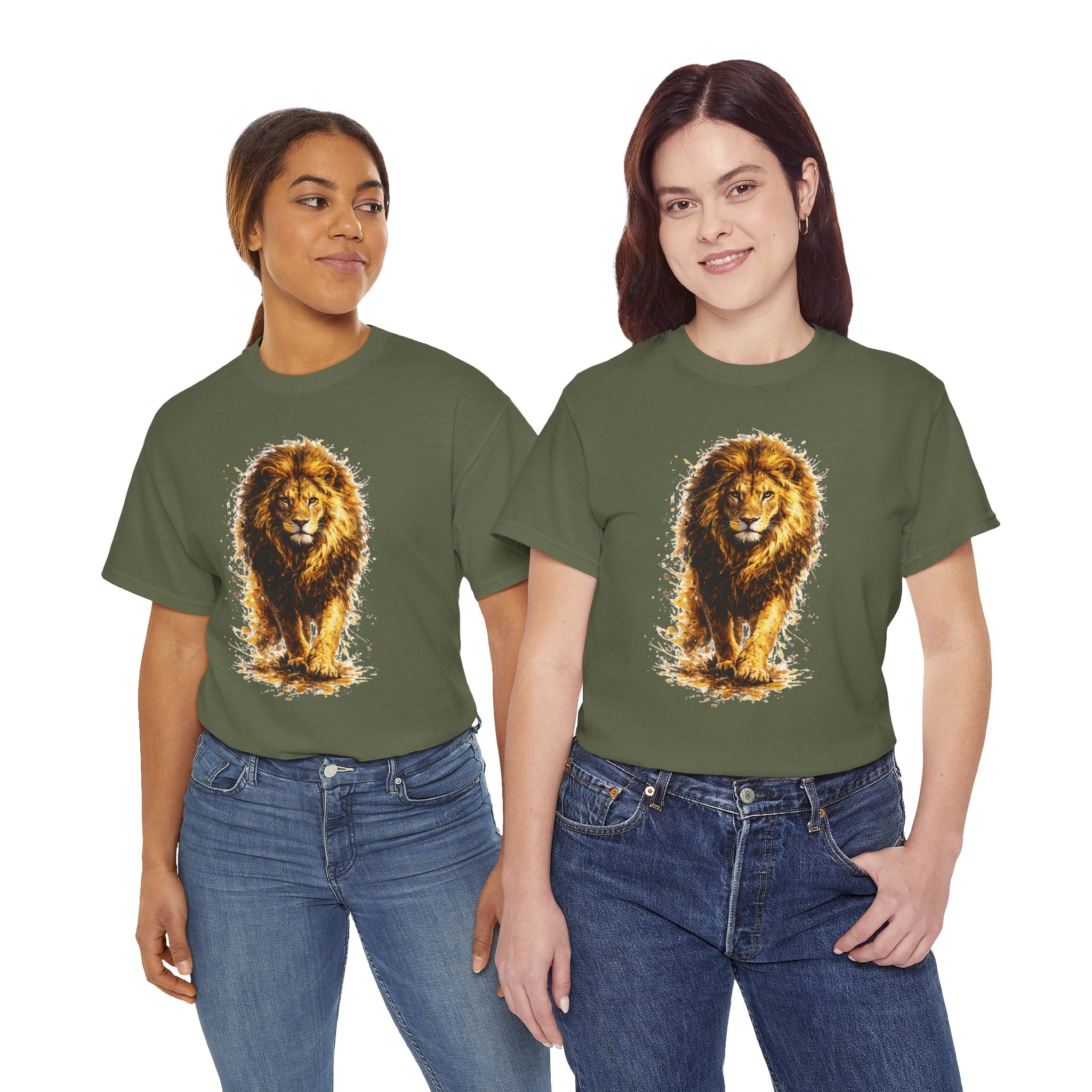 Lion Graphic T-Shirt, Majestic Walking Lion Tee, Watercolor Wildlife Shirt, Unisex Animal Graphic Tee, Lion Lover Gift, Nature Art Shirt