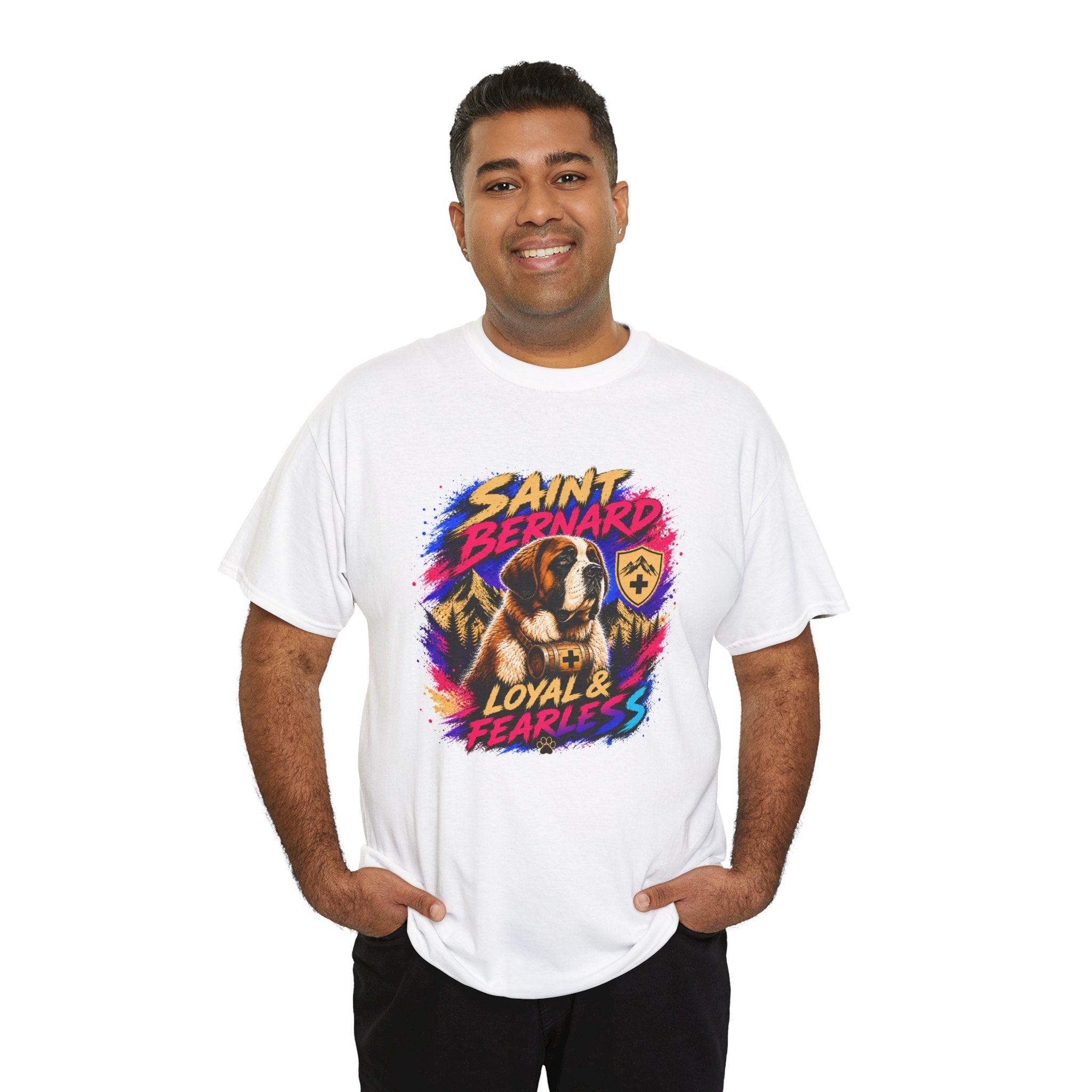 Saint Bernard Dog Shirt, Loyal & Fearless T-Shirt, Colorful Saint Bernard Tee, Dog Lover Gift, Unisex Graphic Tee