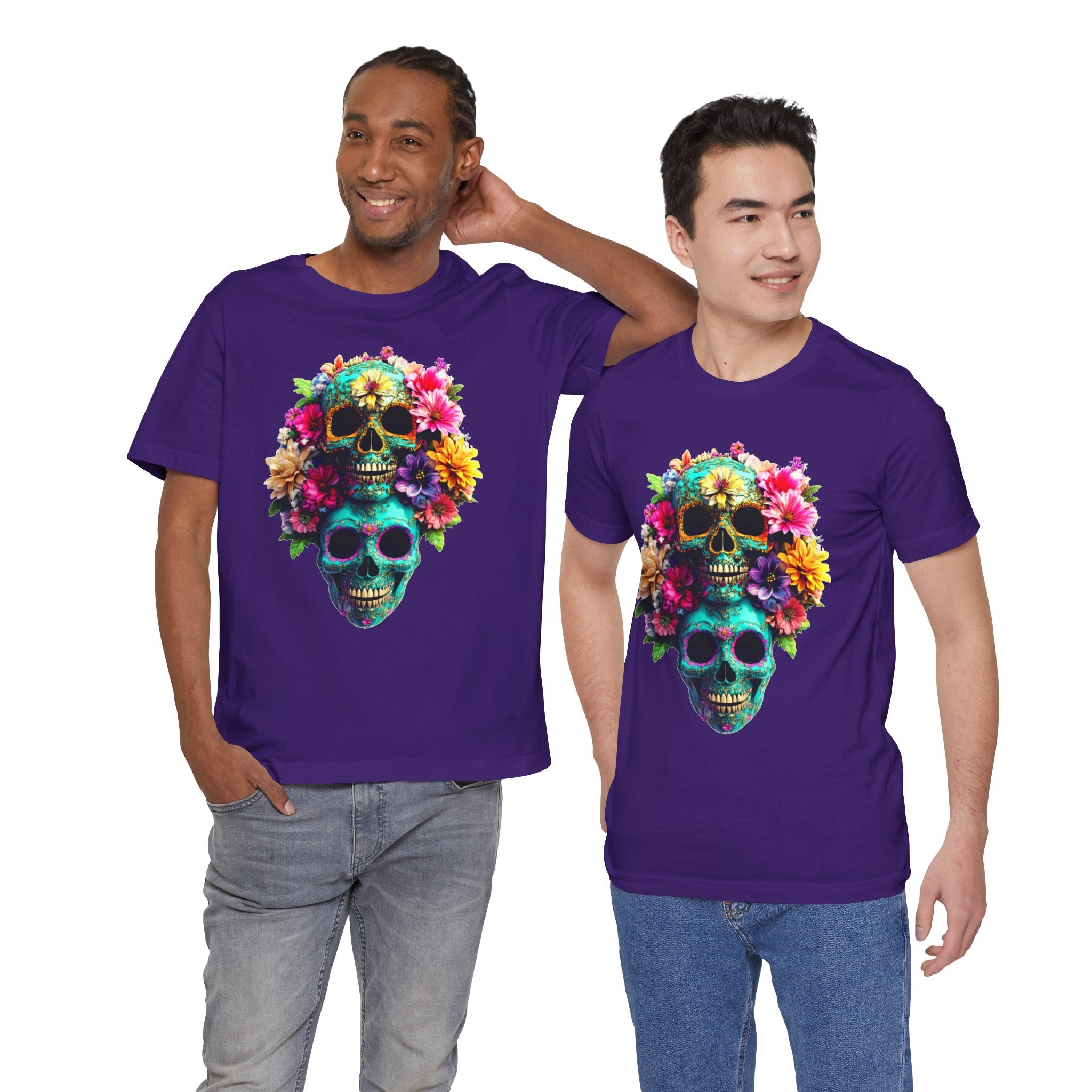 Floral Skull T-Shirt, Day of the Dead Shirt, Sugar Skull Graphic Tee, Colorful Skull Tee, Gothic Floral Shirt