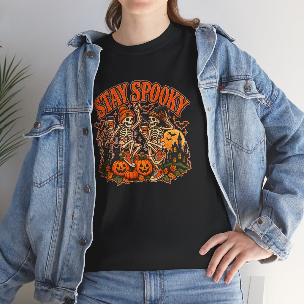 Stay Spooky Halloween Shirt | Dancing Skeleton Pumpkin Graphic Tee