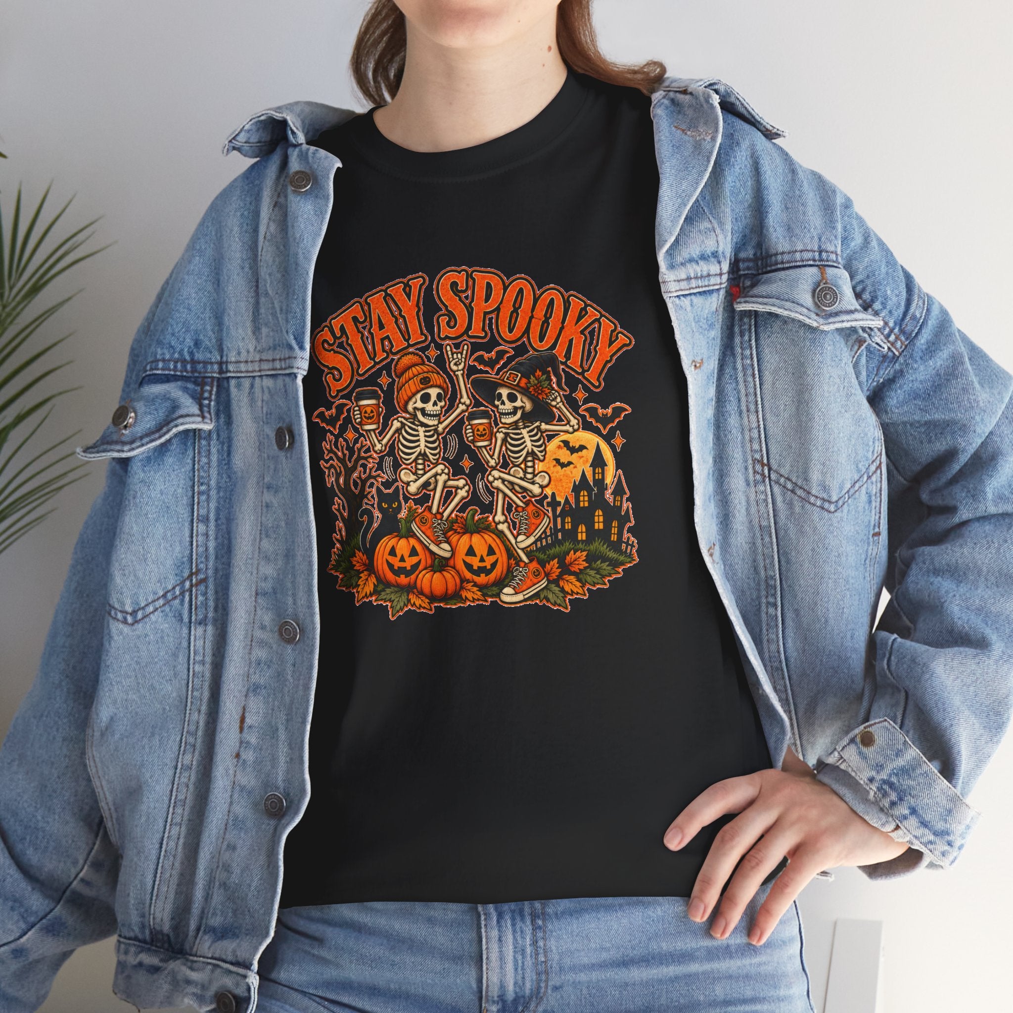 Stay Spooky Halloween Shirt | Dancing Skeleton Pumpkin Graphic Tee