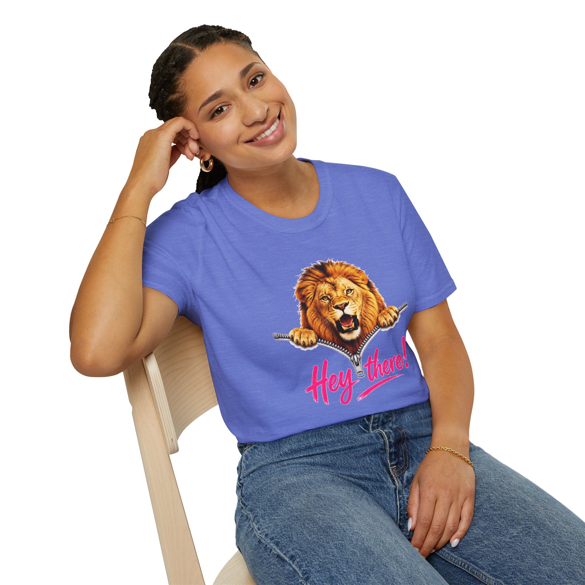 Lion Graphic Tee, Hey There Lion Shirt, Cute Roaring Lion T-Shirt, Funny Animal Graphic Tee, Unisex Casual Shirt