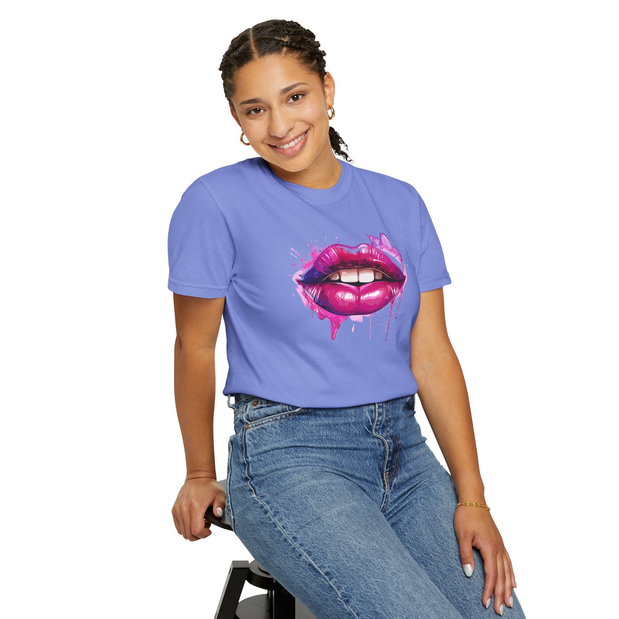 Lip Art T-Shirt — Pink Drip Painted Lips Graphic Tee