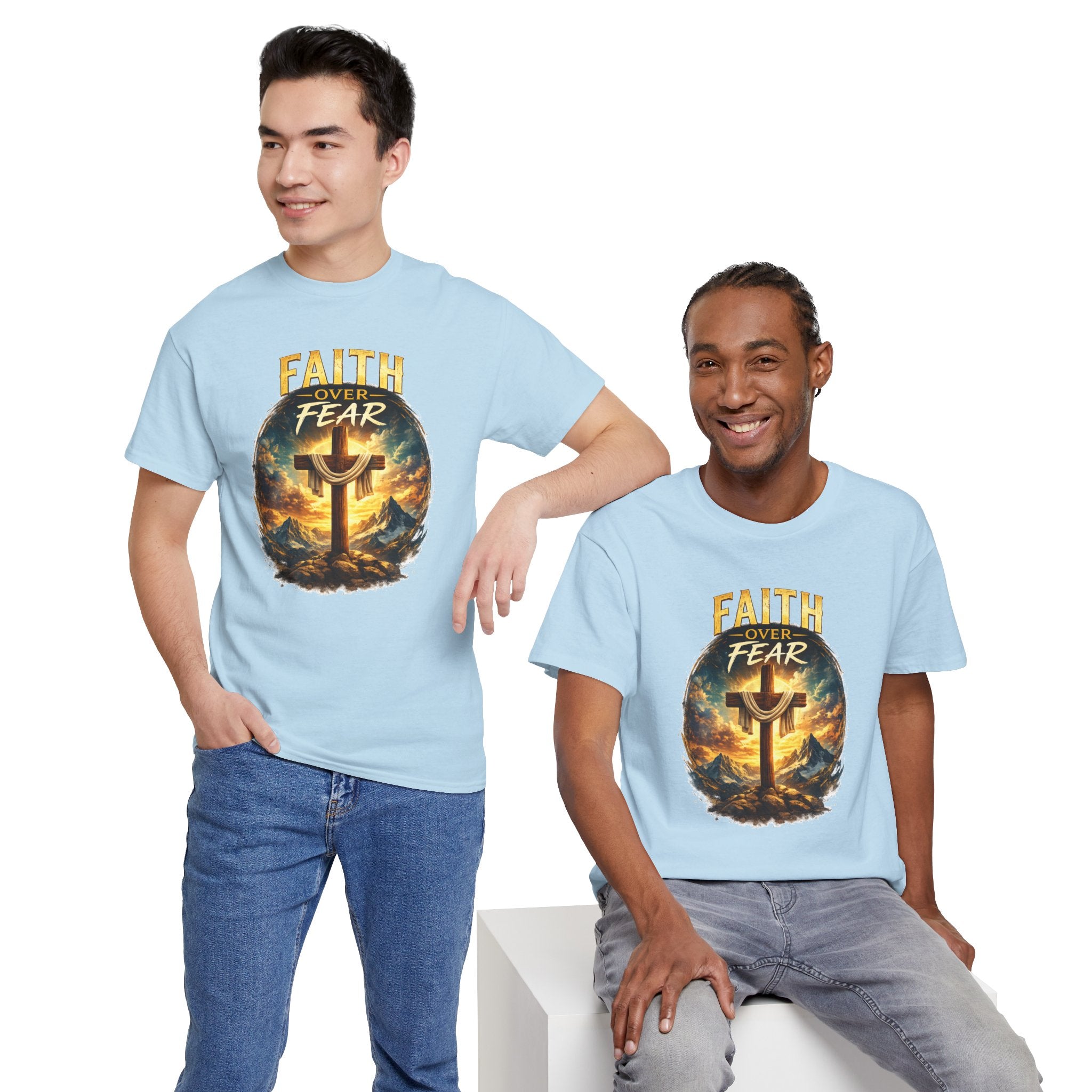 Faith Over Fear Christian T-Shirt | Cross Graphic Tee | Jesus Faith Shirt | Religious Unisex Shirt | Christian Gift for Men & Women