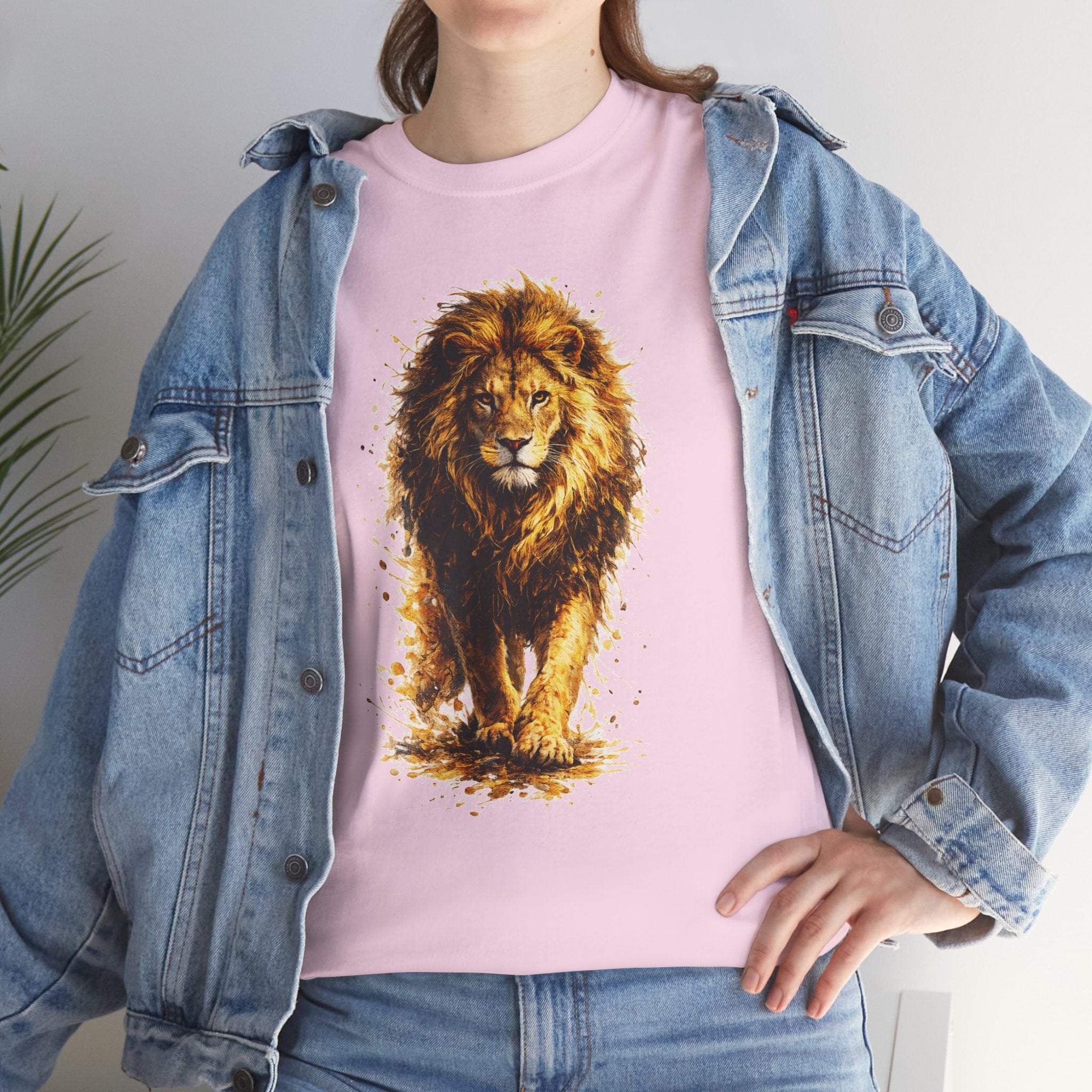 Lion Graphic T-Shirt, Majestic Walking Lion Tee, Watercolor Wildlife Shirt, Unisex Animal Graphic Tee, Lion Lover Gift, Nature Art Shirt