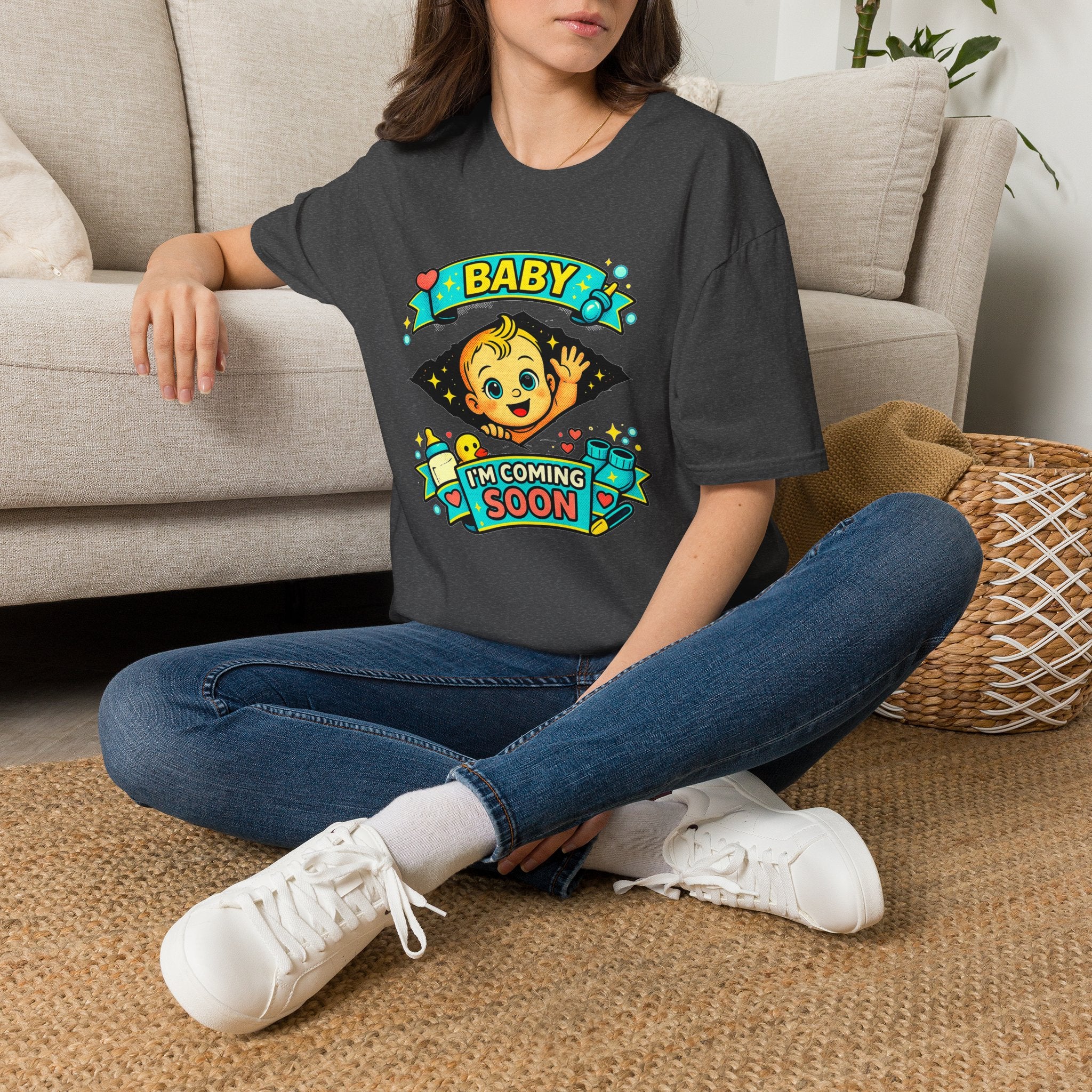 Baby On the Way T-Shirt — "Baby I'm Coming Soon" Pregnancy Announcement Tee