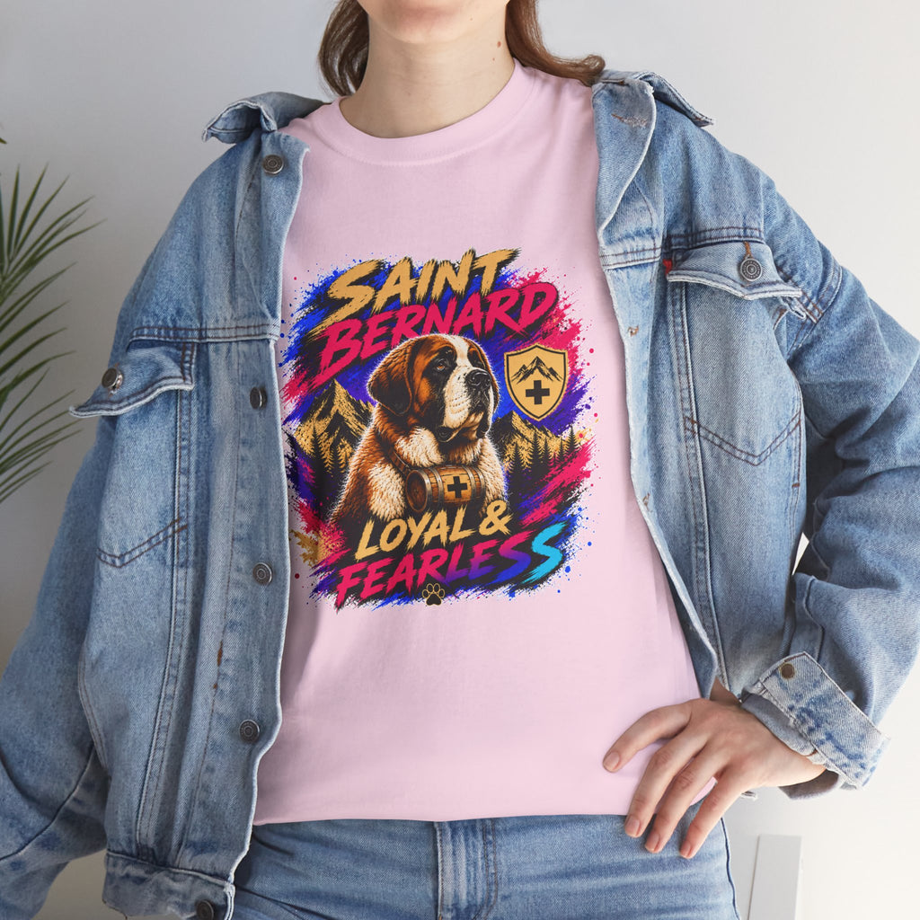 Saint Bernard Dog Shirt, Loyal & Fearless T-Shirt, Colorful Saint Bernard Tee, Dog Lover Gift, Unisex Graphic Tee