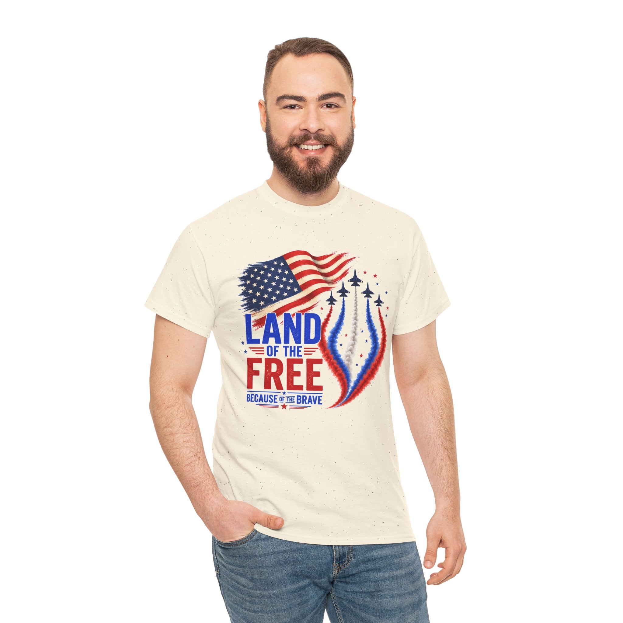 Land of the Free Because of the Brave Shirt, Patriotic 4th of July T-Shirt, USA Flag Tee, American Pride Shirt, Independence Day Gift