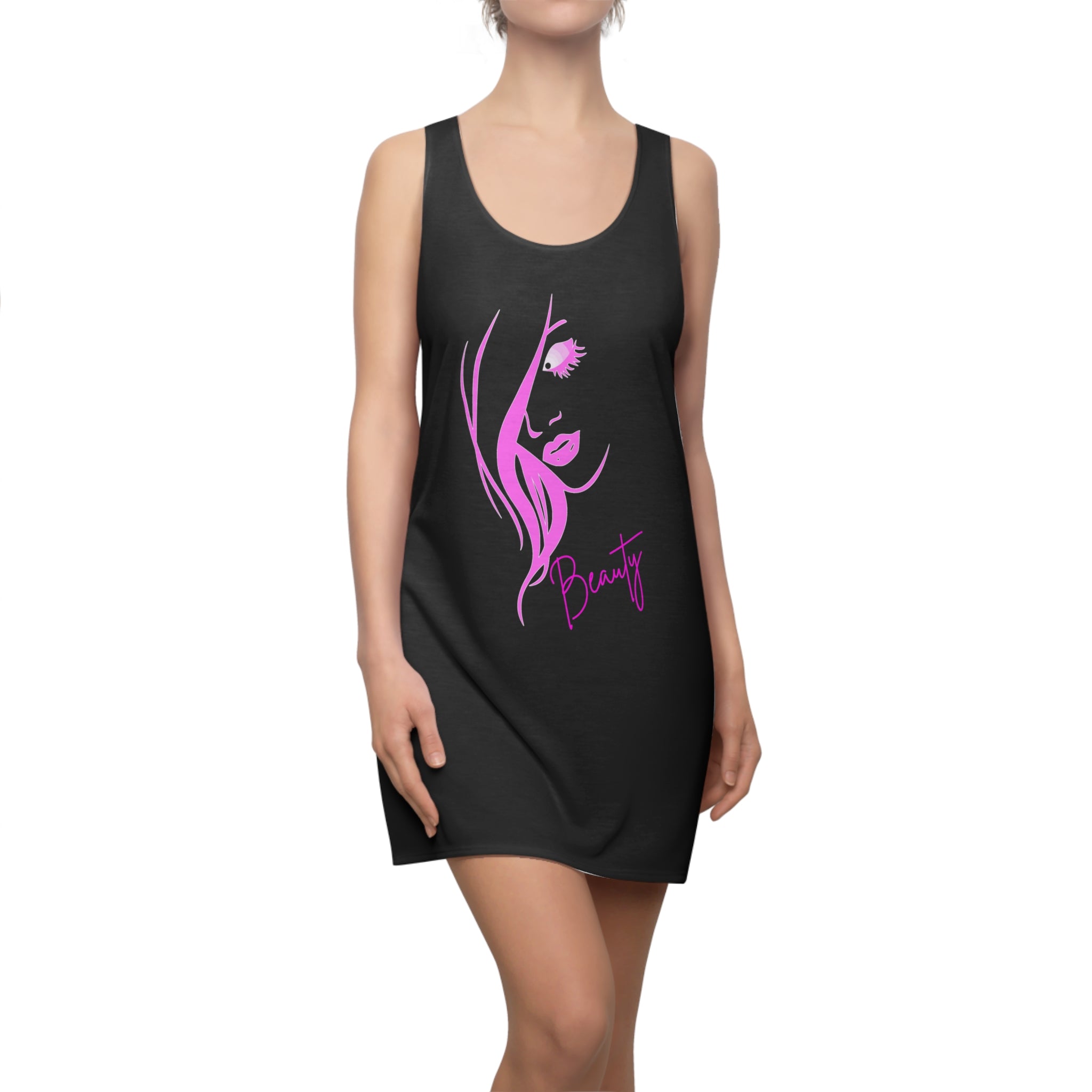 Racerback Dress | Minimalist Woman Art Dress, Boho Aesthetic Graphic Dress