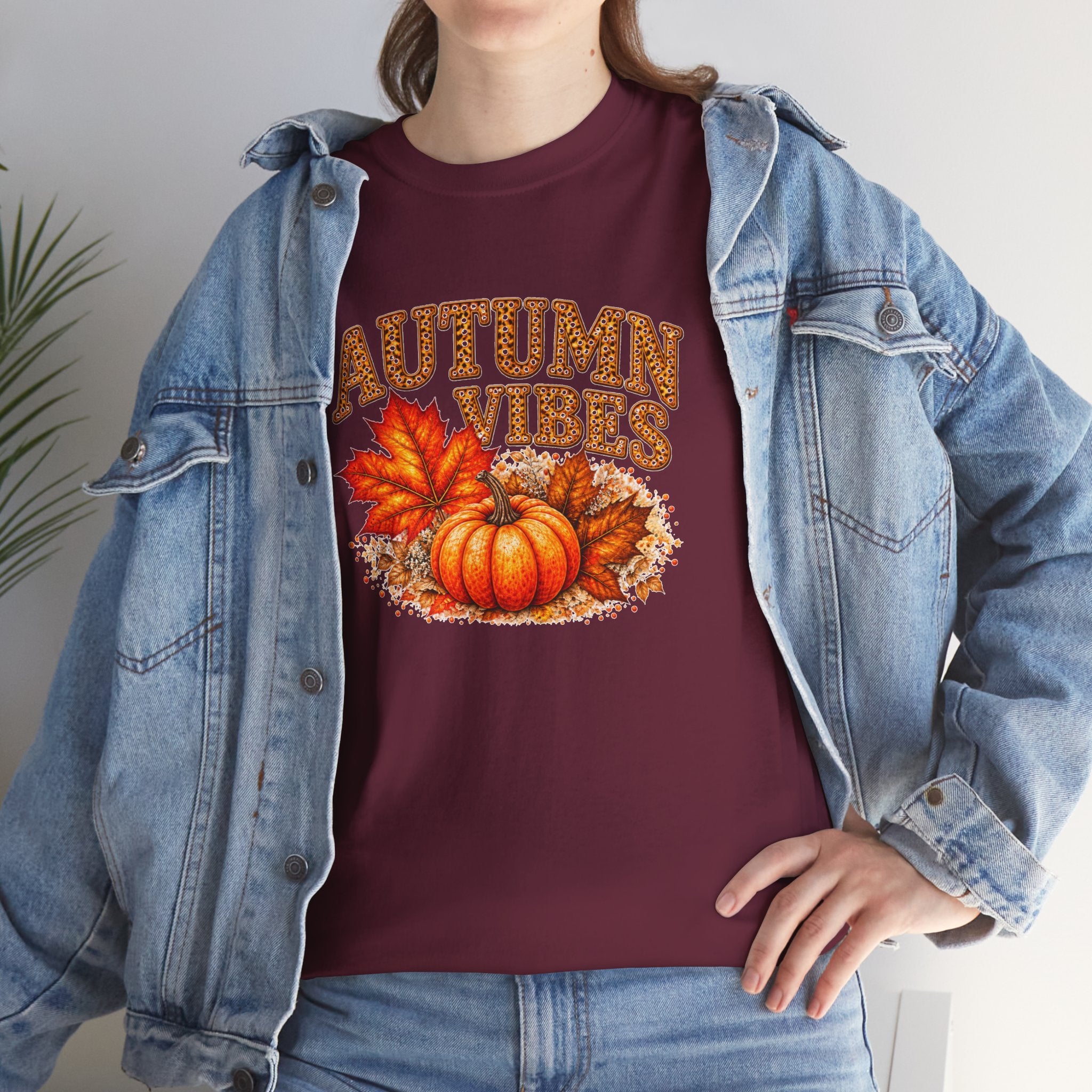 Autumn Vibes Pumpkin T-Shirt, Fall Leaves Graphic Tee, Cozy Fall Shirt, Thanksgiving Season Top