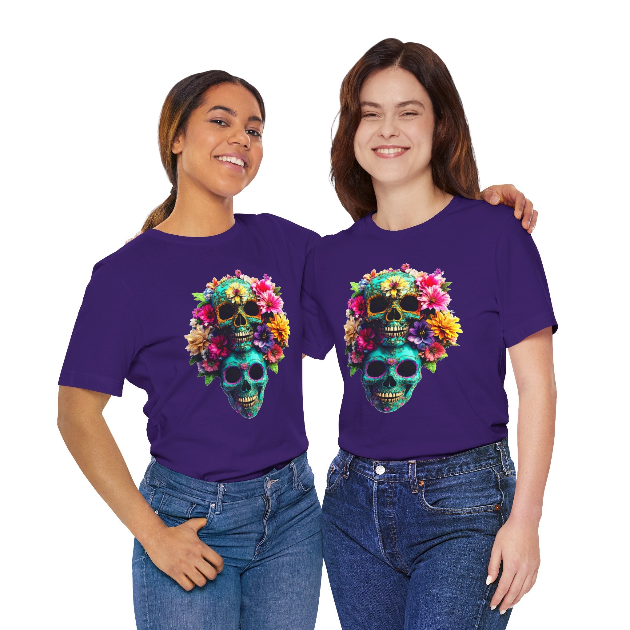 Floral Skull T-Shirt, Day of the Dead Shirt, Sugar Skull Graphic Tee, Colorful Skull Tee, Gothic Floral Shirt