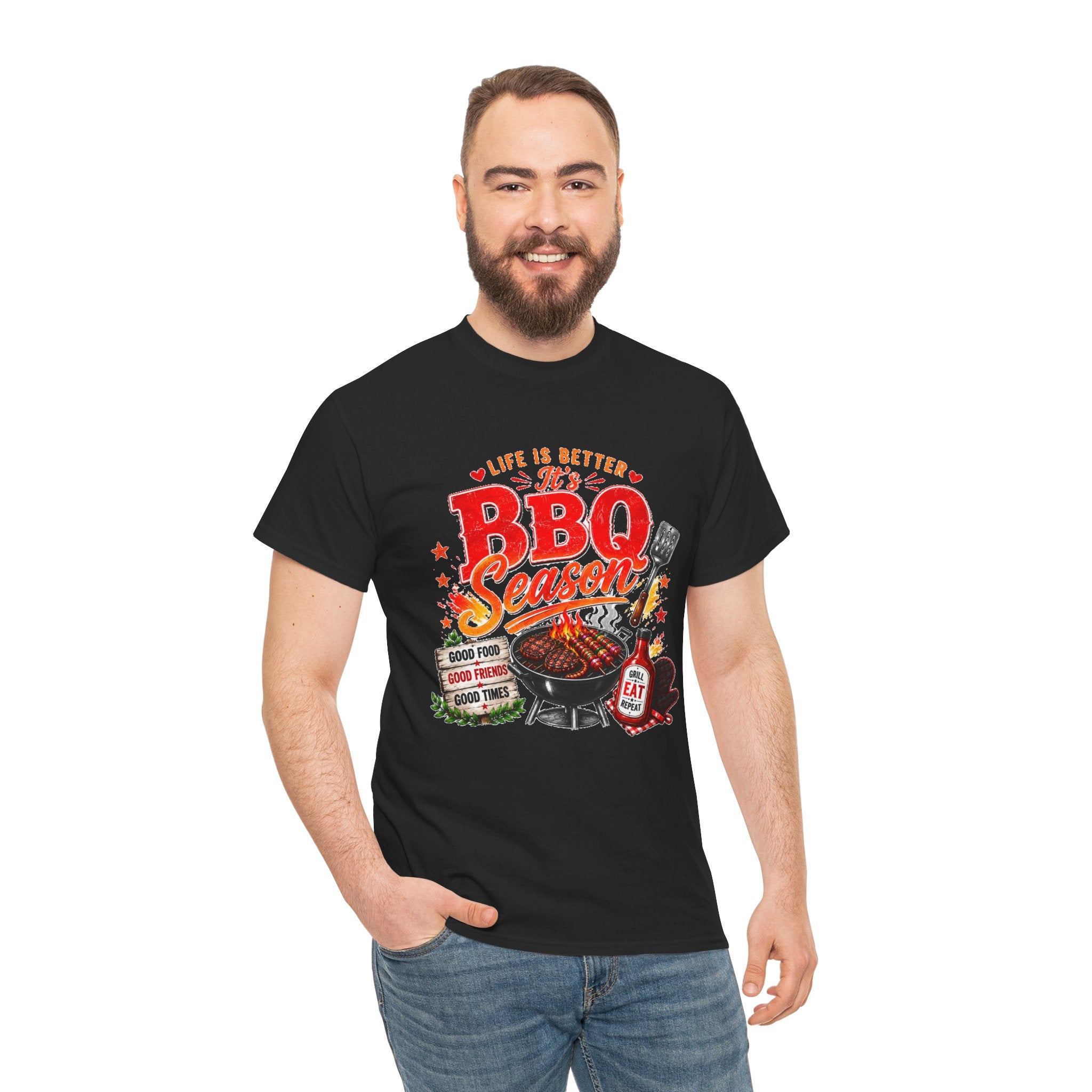 BBQ Season T-Shirt | Life Is Better It's BBQ Season Tee | Funny Grill Shirt | Summer Cookout Shirt | Barbecue Lover Gift | Backyard BBQ Tee