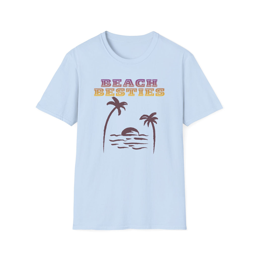 Beach Besties Shirt, Retro Beach Tee, Palm Tree Sunset T-Shirt, Summer Vacation Shirt