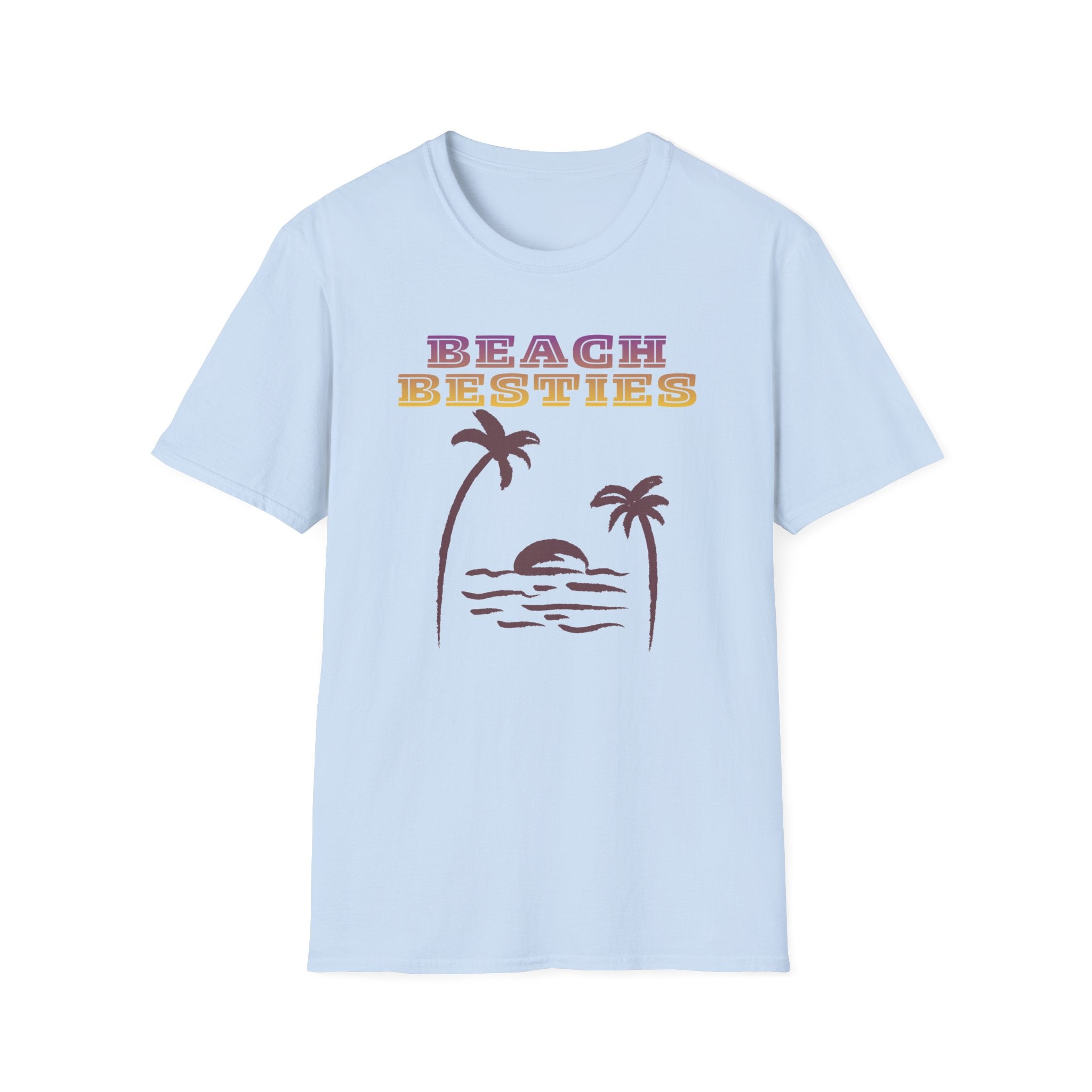 Beach Besties Shirt, Retro Beach Tee, Palm Tree Sunset T-Shirt, Summer Vacation Shirt