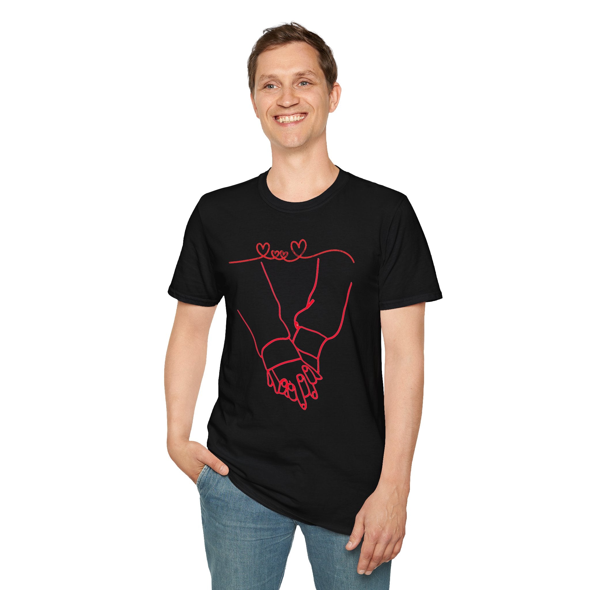 Couple Holding Hands Shirt, Matching Couple Gift, Minimalist Love Line Art T Shirt, Romantic Anniversary Gift for Him Her, Valentines Day Shirt