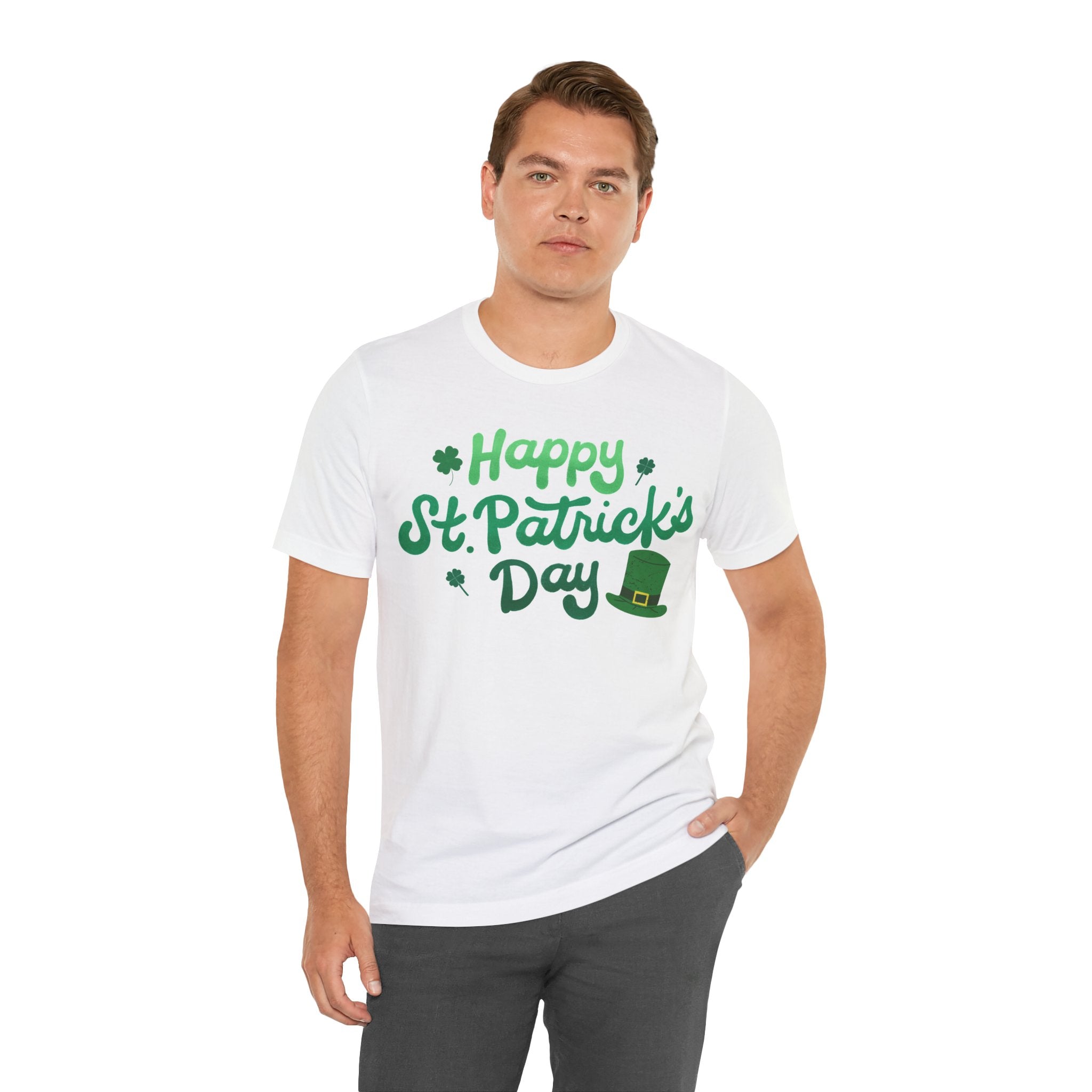 Happy St. Patrick's Day T-Shirt – Green Shamrock & Leprechaun Hat Tee