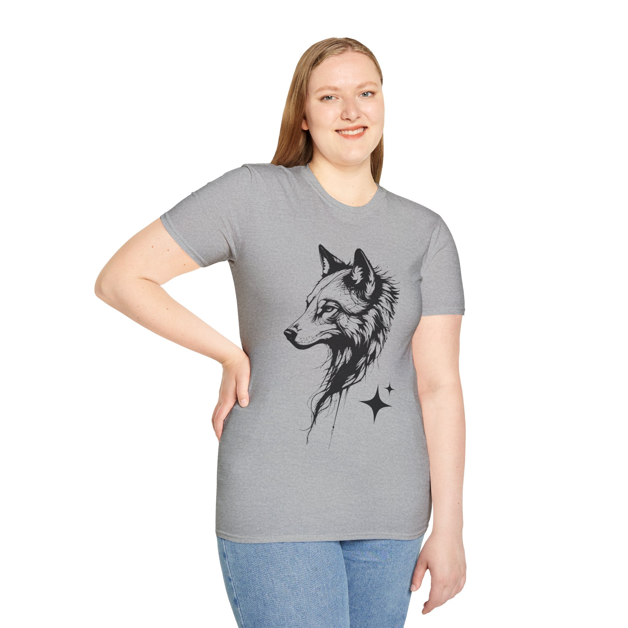 Wolf T Shirt, Mystic Wolf Graphic Tee, Forest Animal Shirt, Minimalist Wolf Head Shirt, Unisex Nature T-Shirt, Wildlife Gift, Boho Wolf Tee