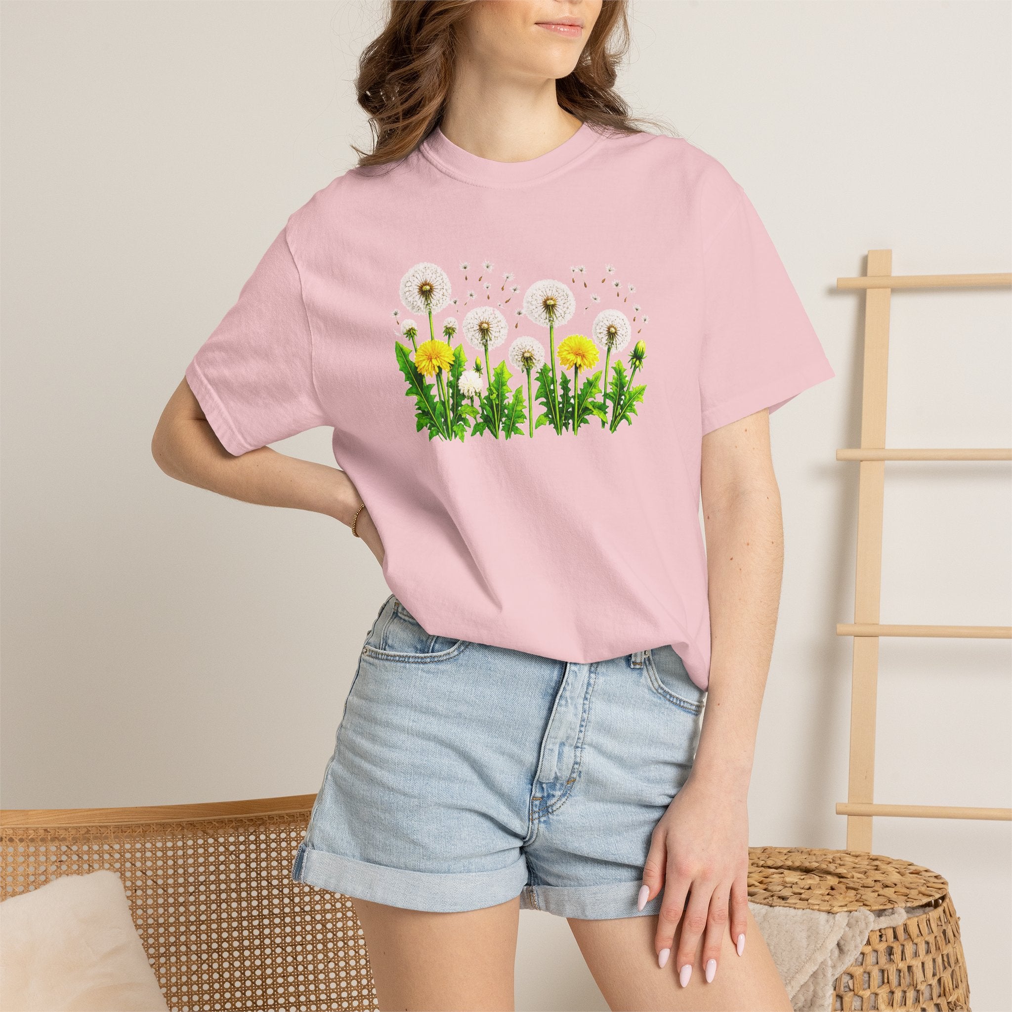 Dandelion Flower Shirt, Wildflower T-Shirt for Women, Botanical Graphic Tee, Spring Garden Shirt, Comfort Colors 1717