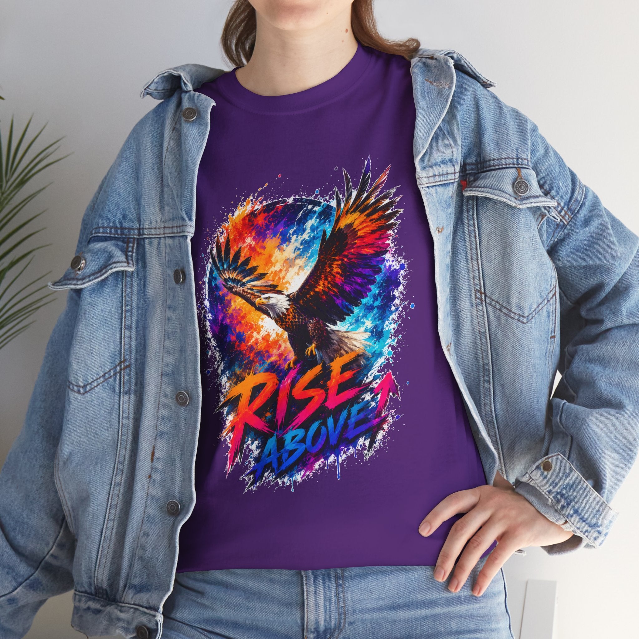 Rise Above Eagle Graphic T-Shirt | Motivational Unisex Tee | Colorful Freedom Bird Shirt