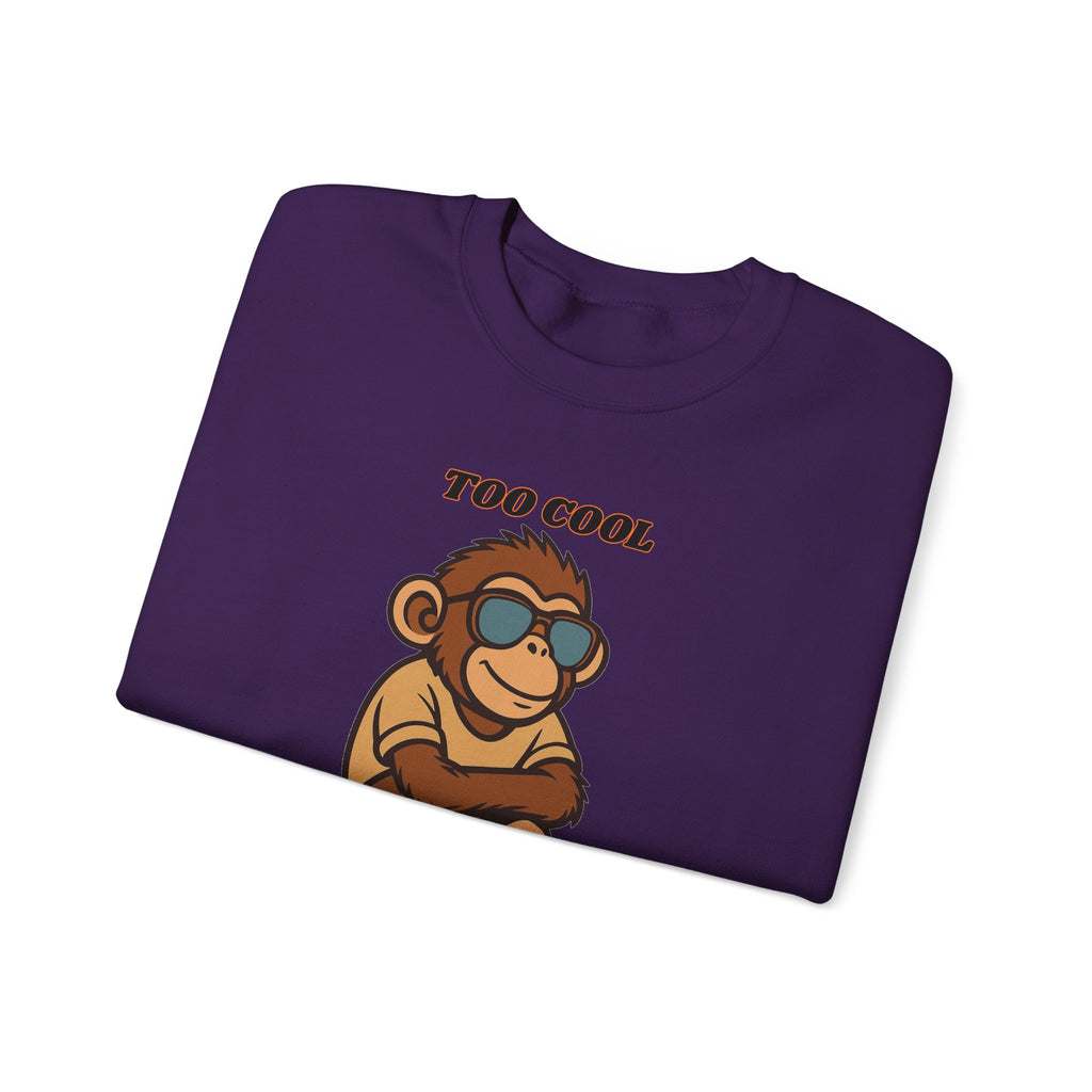 Too Cool Too Care Monkey Sweatshirt — Cute Sunglasses Ape Crewneck