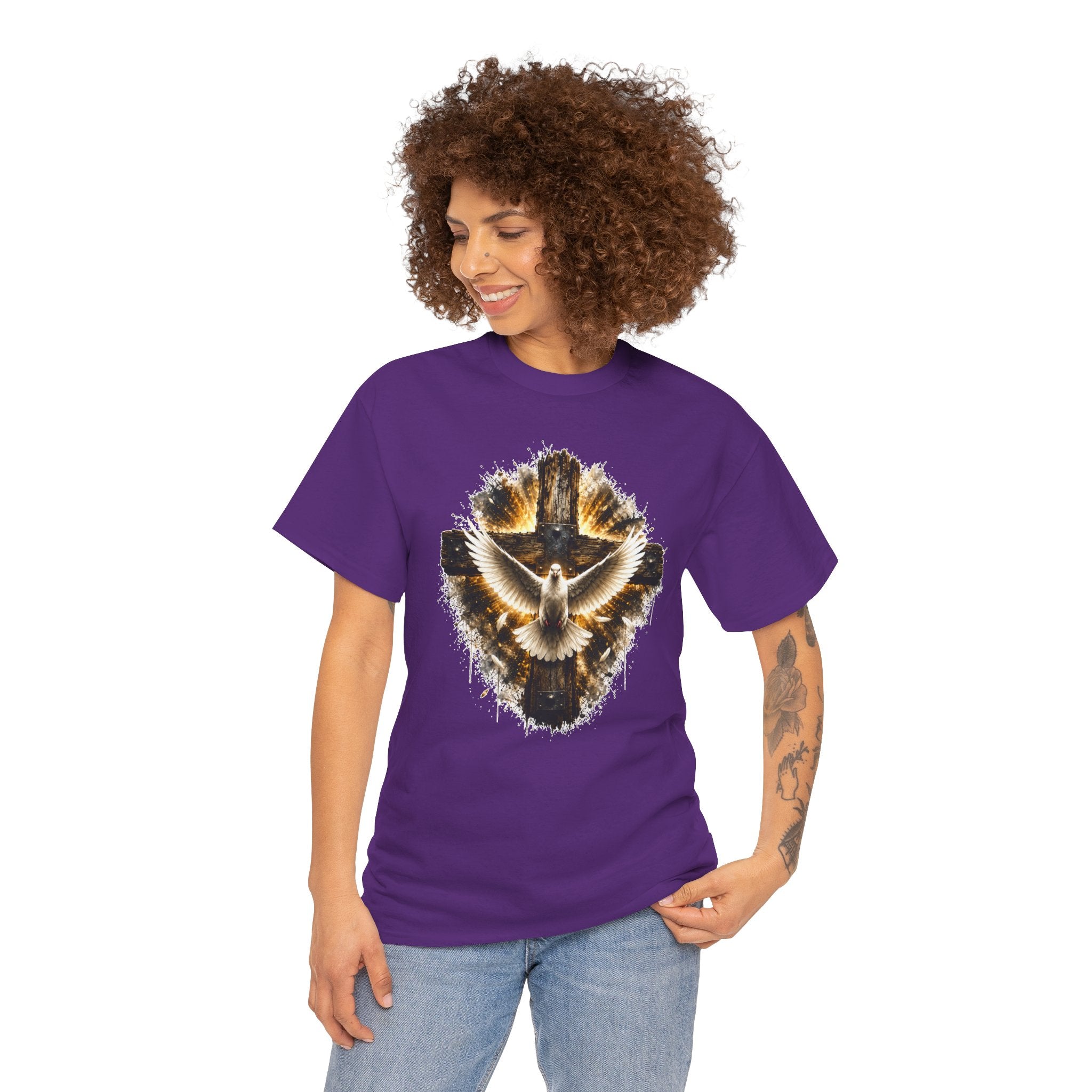 Christian Dove Cross T-Shirt | Holy Spirit Shirt | Faith Graphic Tee | Religious Gift | Bible Believer Shirt | Unisex Christian Tee
