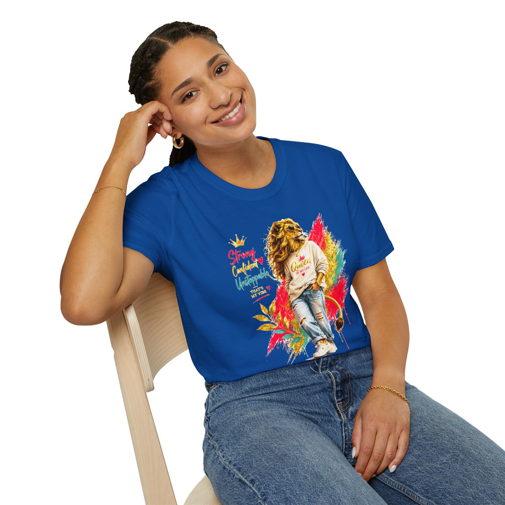 T-Shirt — "Strong, Confident, Unstoppable" Lioness Graphic Tee