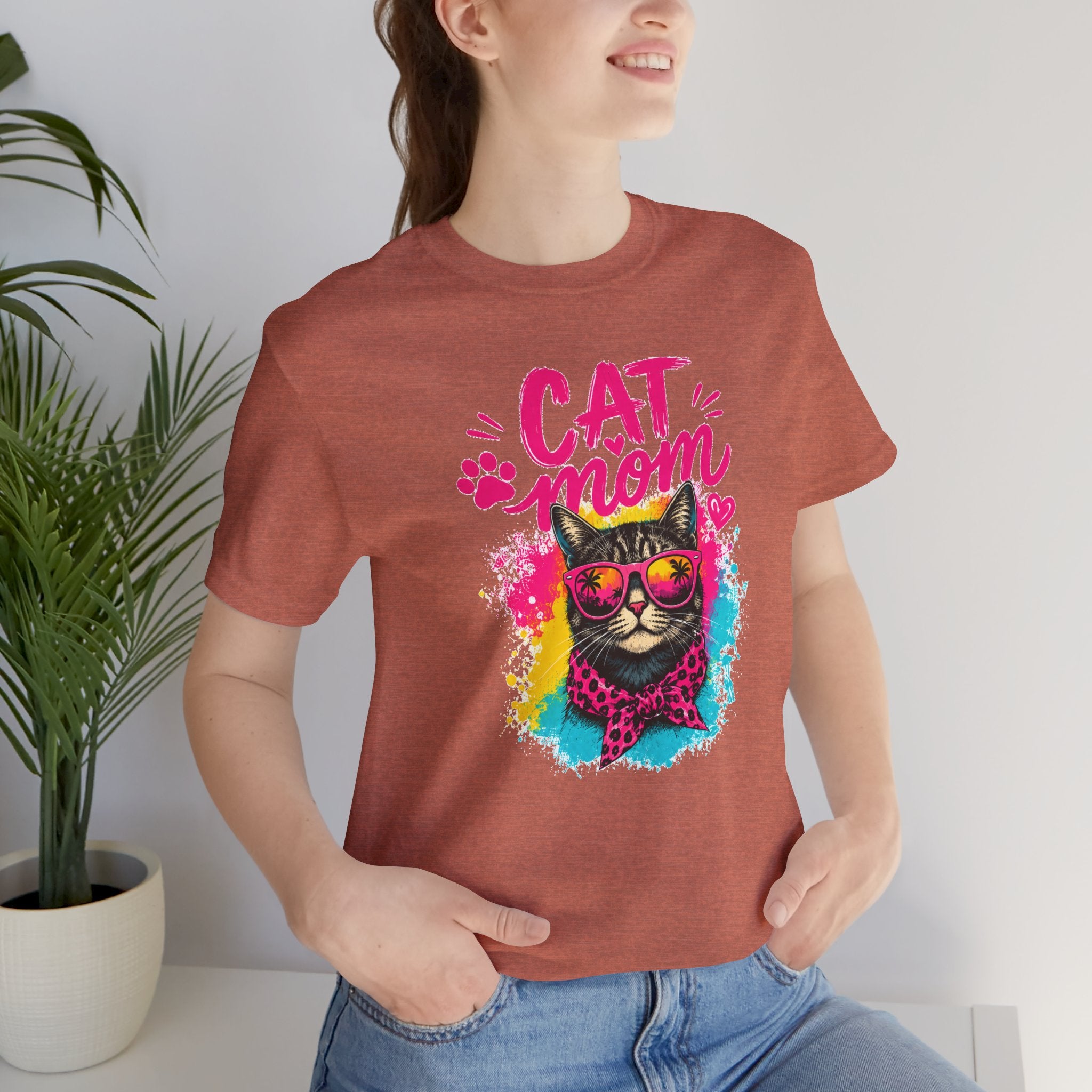 Cat Mom T-Shirt | Funny Cat Mom Gift | Colorful Retro Cat Lover Tee | Cute Cat Graphic Shirt | Unisex Cat Mom Tee