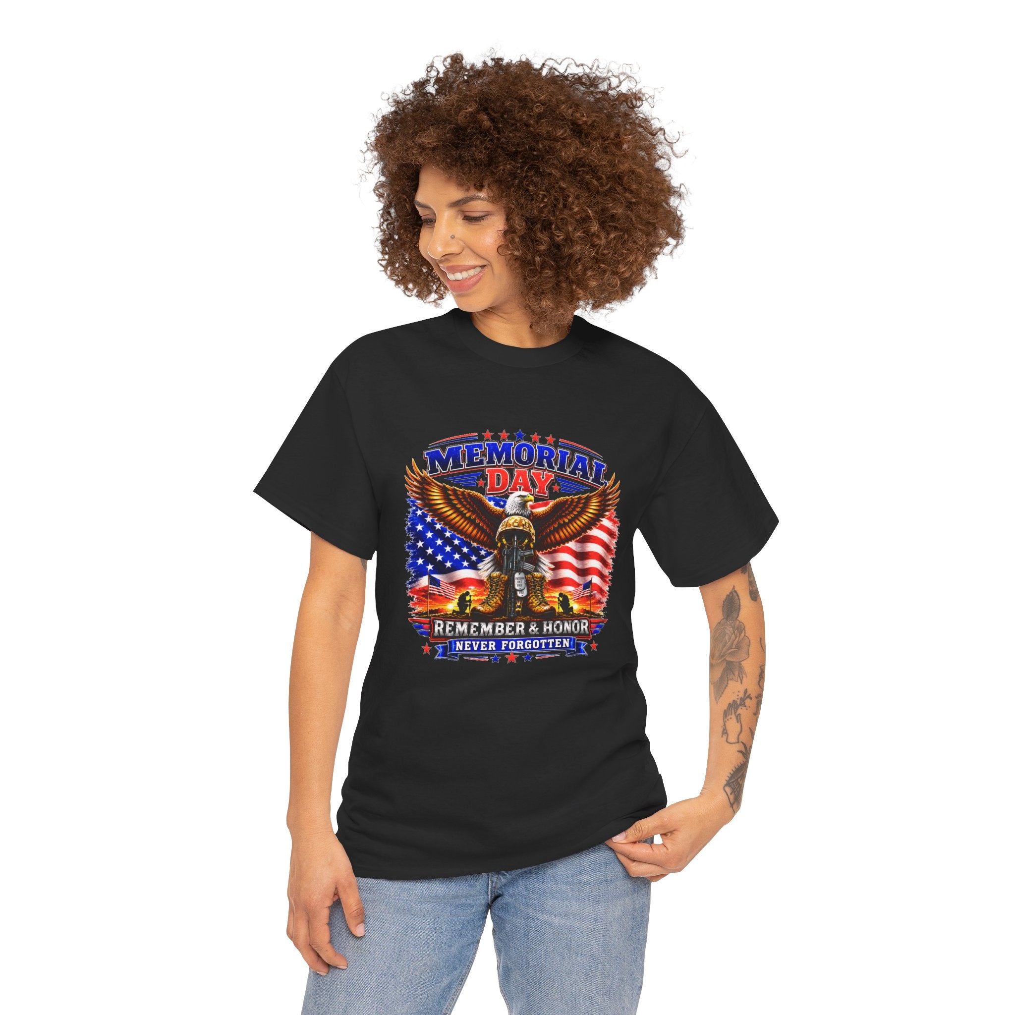 Memorial Day Shirt, Patriotic Eagle T-Shirt, Remember & Honor Tee, American Flag Graphic Shirt, Military Tribute Gift