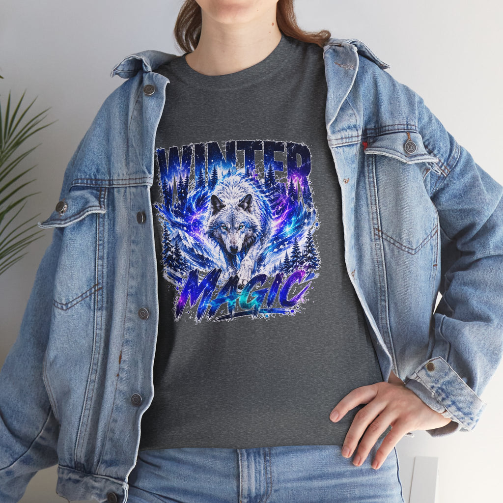 Wolf T Shirt, Winter Wolf Shirt, Wolf Lover Gift, Snowy Wolf Tee, Winter Magic Shirt, Wildlife Graphic Tee, Unisex Wolf Shirt