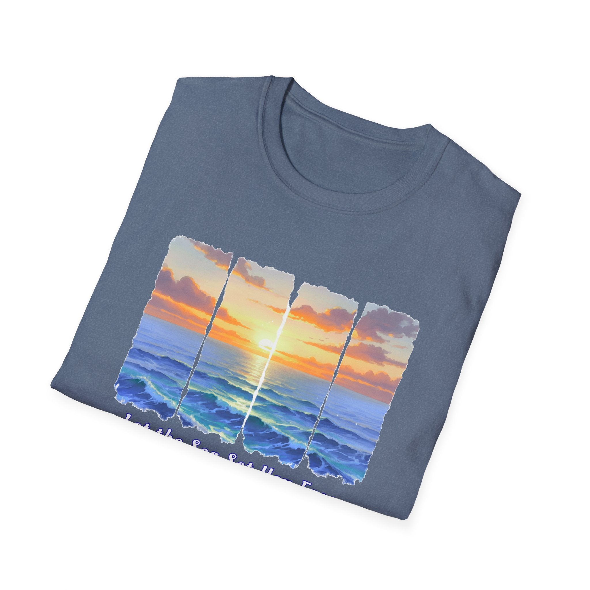 Sunset Ocean Shirt Let the Sea Set You Free Beach T Shirt Summer Vacation Tee Aesthetic Sea Wave Graphic Shirt
