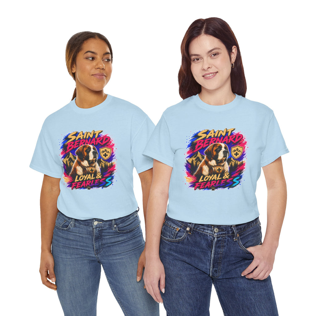 Saint Bernard Dog Shirt, Loyal & Fearless T-Shirt, Colorful Saint Bernard Tee, Dog Lover Gift, Unisex Graphic Tee