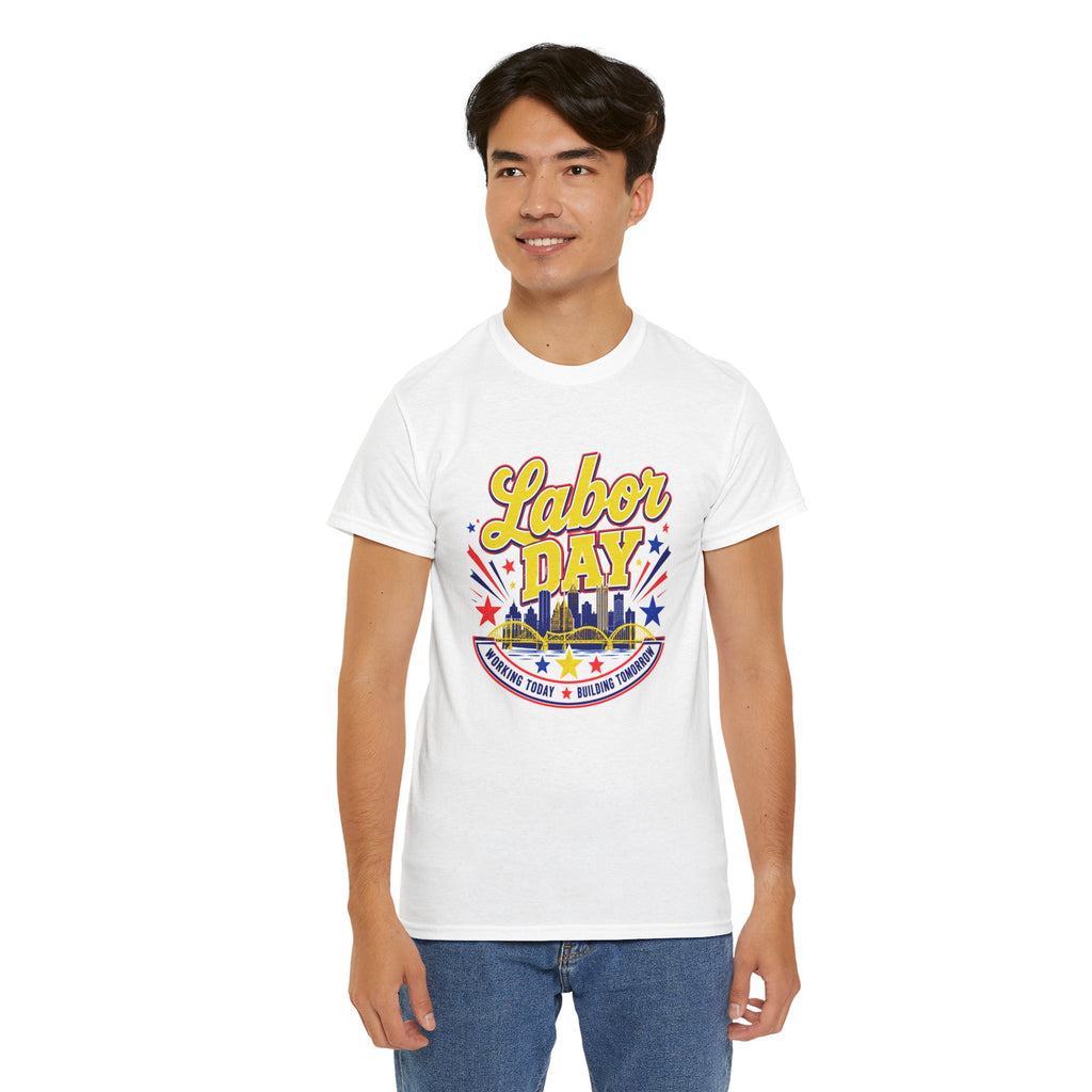 Labor Day Skyline T‑Shirt — Retro Stars & Stripes Celebration Tee