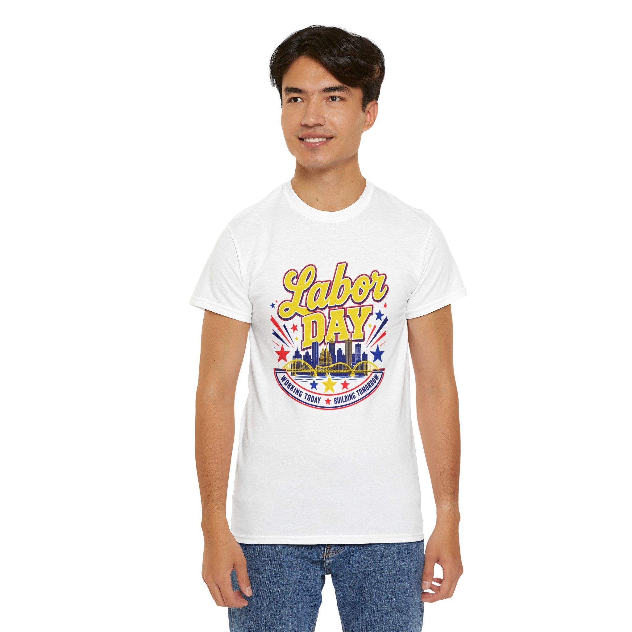 Labor Day Skyline T‑Shirt — Retro Stars & Stripes Celebration Tee