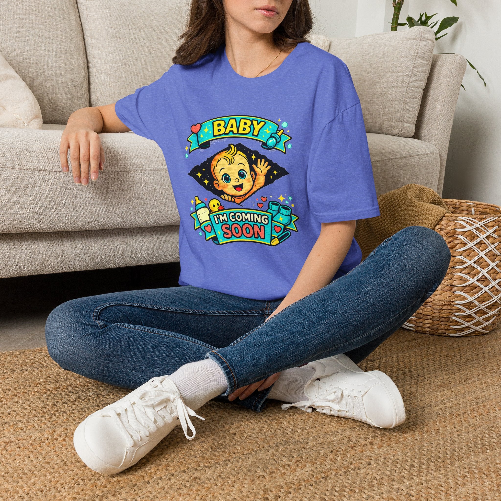 Baby On the Way T-Shirt — "Baby I'm Coming Soon" Pregnancy Announcement Tee