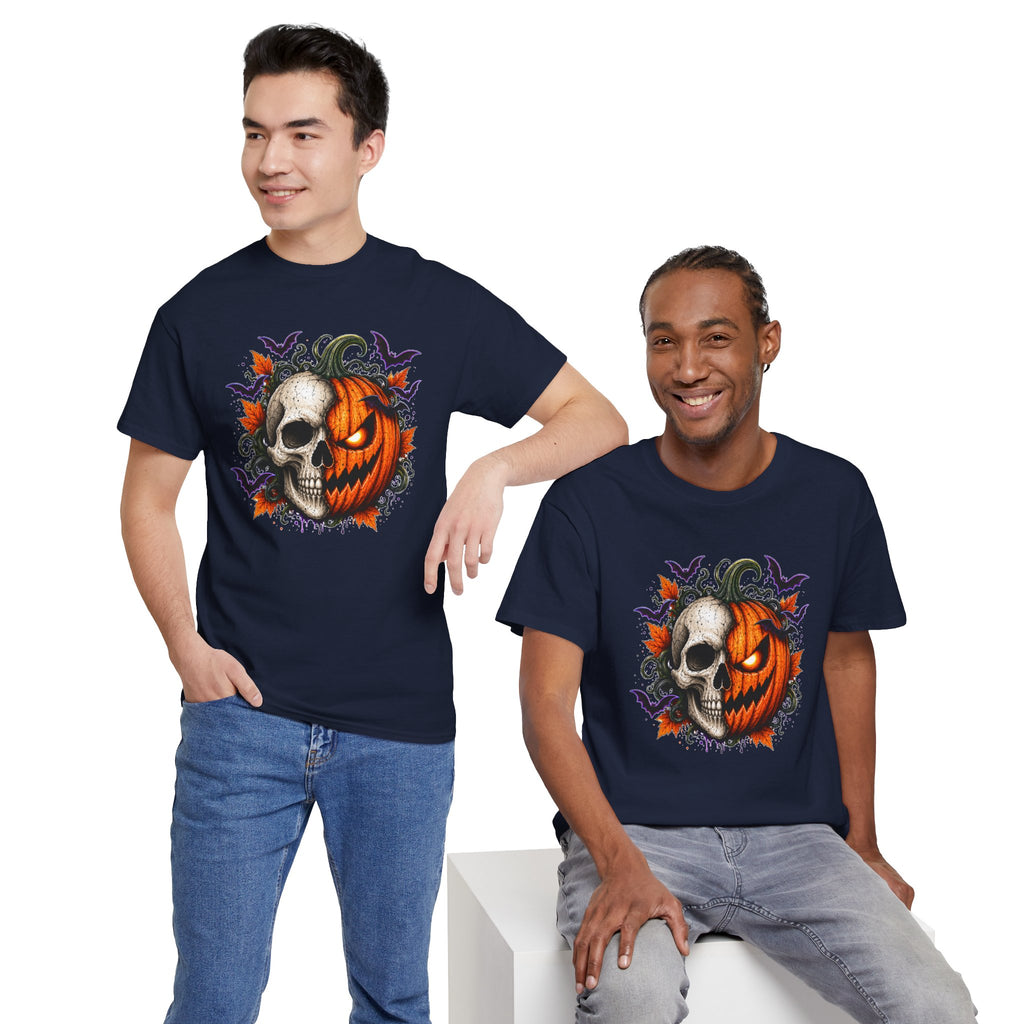 Halloween Skull Pumpkin T-Shirt, Spooky Jack O Lantern Graphic Tee, Unisex Halloween Shirt, Gothic Fall Tee