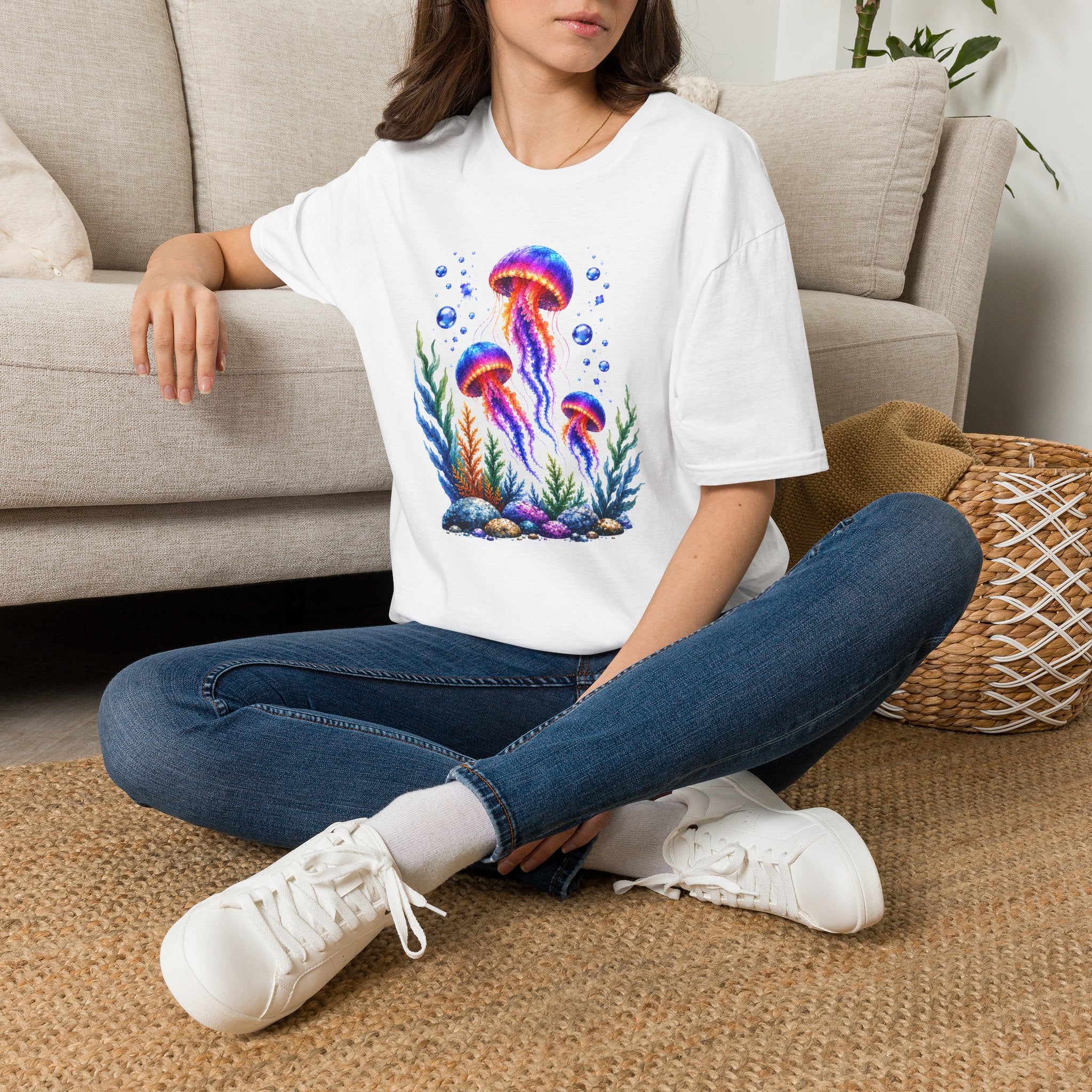 Colorful Jellyfish T-Shirt | Ocean Life Graphic Tee | Neon Sea Creature Shirt | Marine Life Gift | Beach Lover Unisex Tee