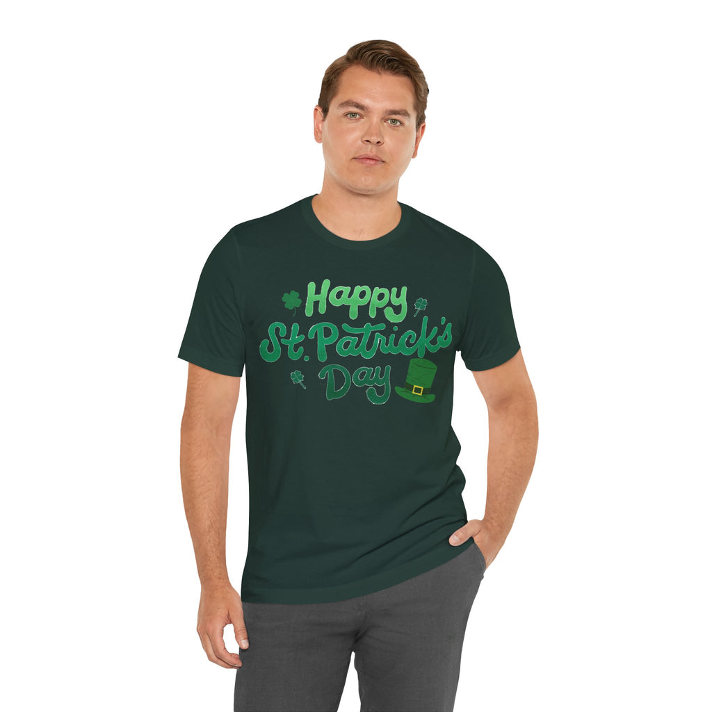 Happy St. Patrick's Day T-Shirt – Green Shamrock & Leprechaun Hat Tee