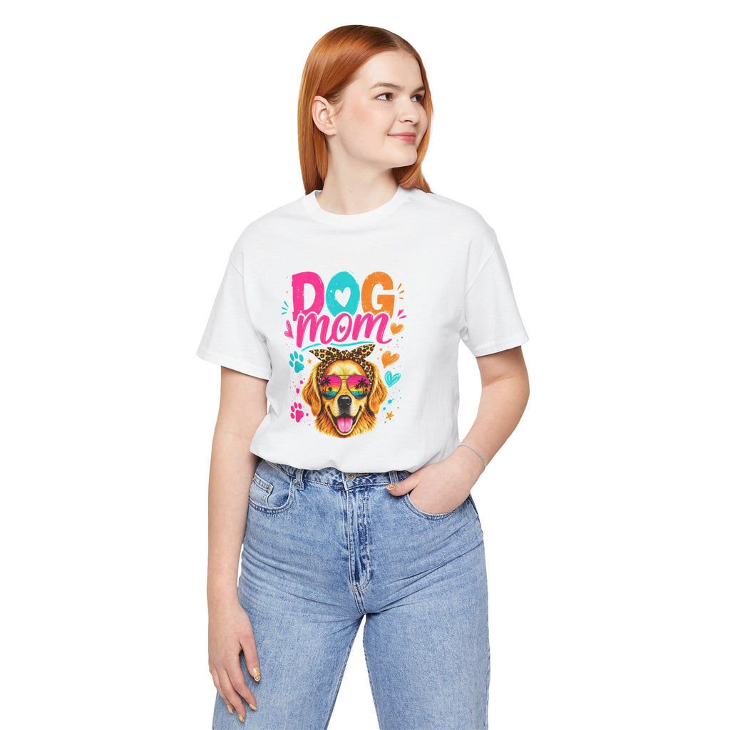 Dog Mom T-Shirt | Golden Retriever Shirt | Funny Dog Mom Gift | Colorful Retro Dog Lover Tee | Unisex Graphic T-Shirt