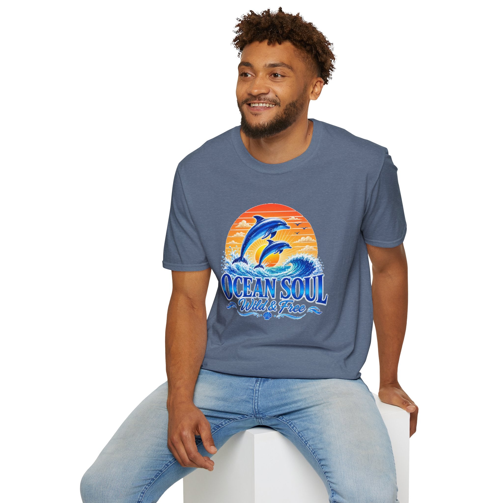 Ocean Soul Dolphin T-Shirt | Wild & Free Beach Tee | Coastal Summer Shirt | Ocean Lover Gift | Dolphin Graphic Unisex Tee
