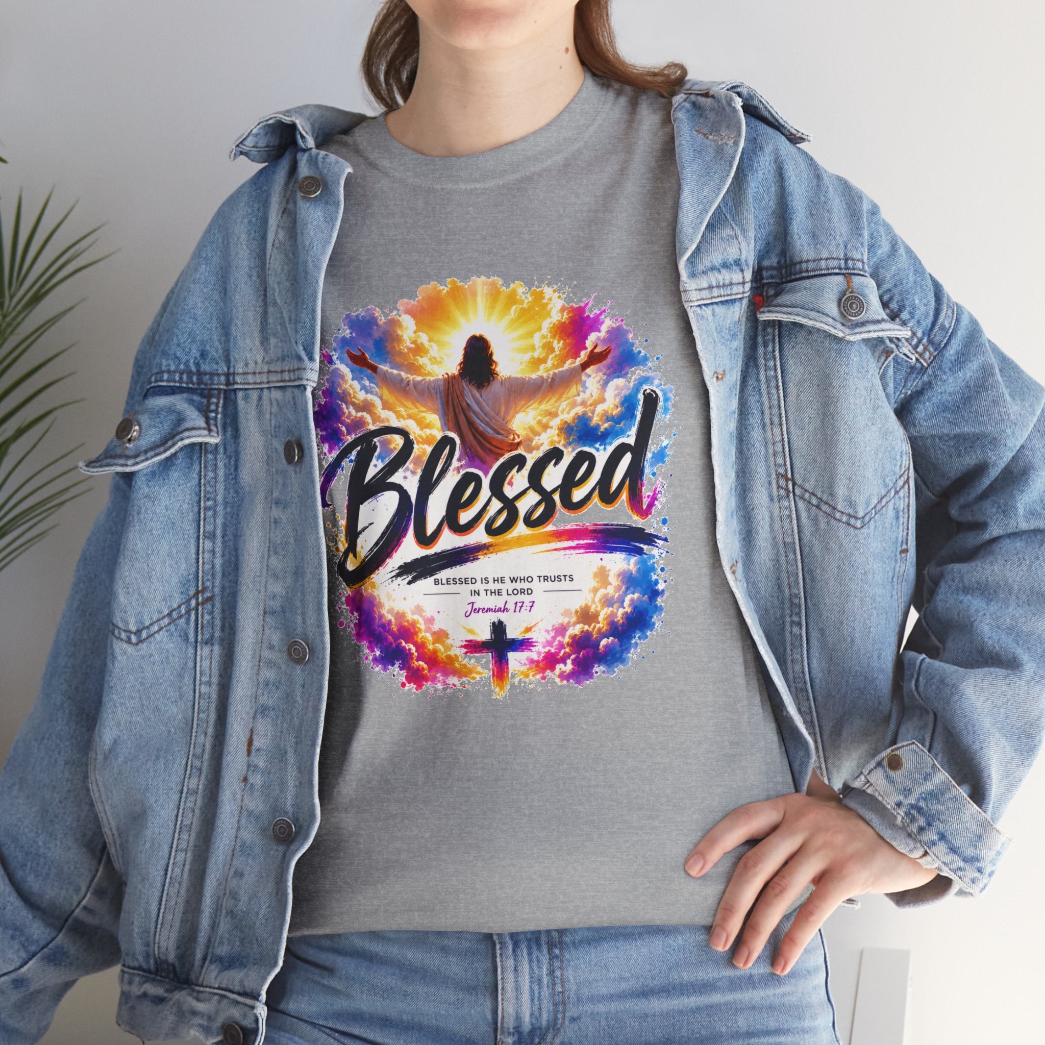 Blessed Christian T-Shirt, Faith Cross Shirt, Religious Graphic Tee, Jesus Lover Gift, Inspirational Unisex Christian Shirt