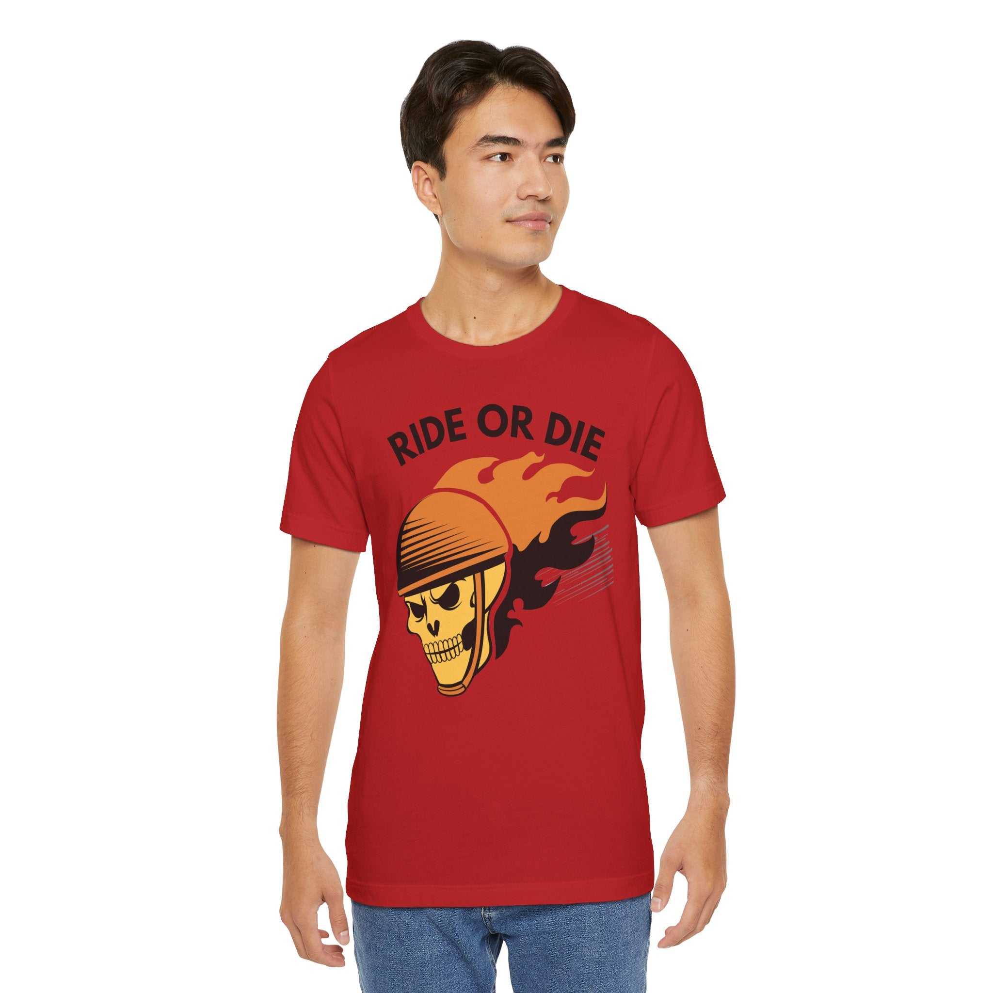 Ride or Die Skull Helmet T-Shirt | Biker Graphic Tee for Men | Vintage Motorcycle Shirt