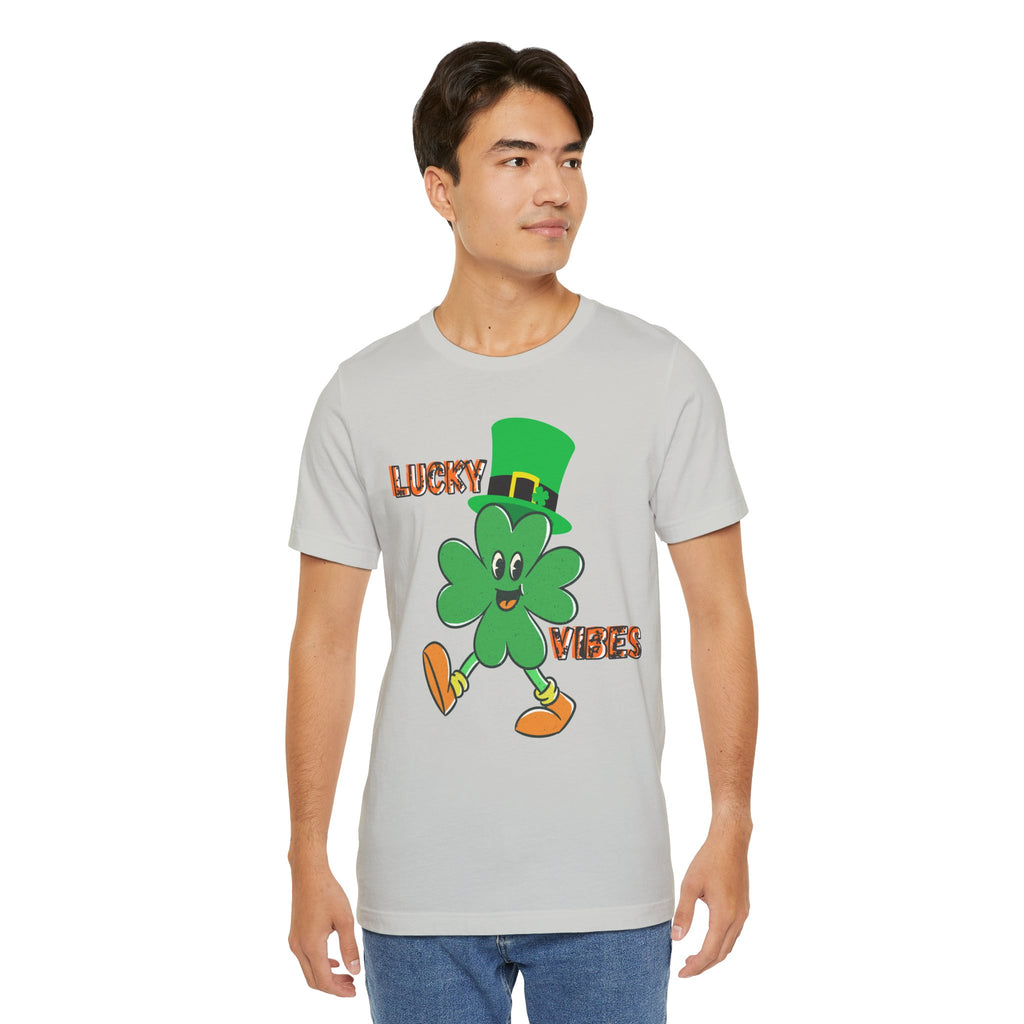 Lucky Vibes Saint Patrick's Day T-Shirt — Walking Shamrock Graphic Tee