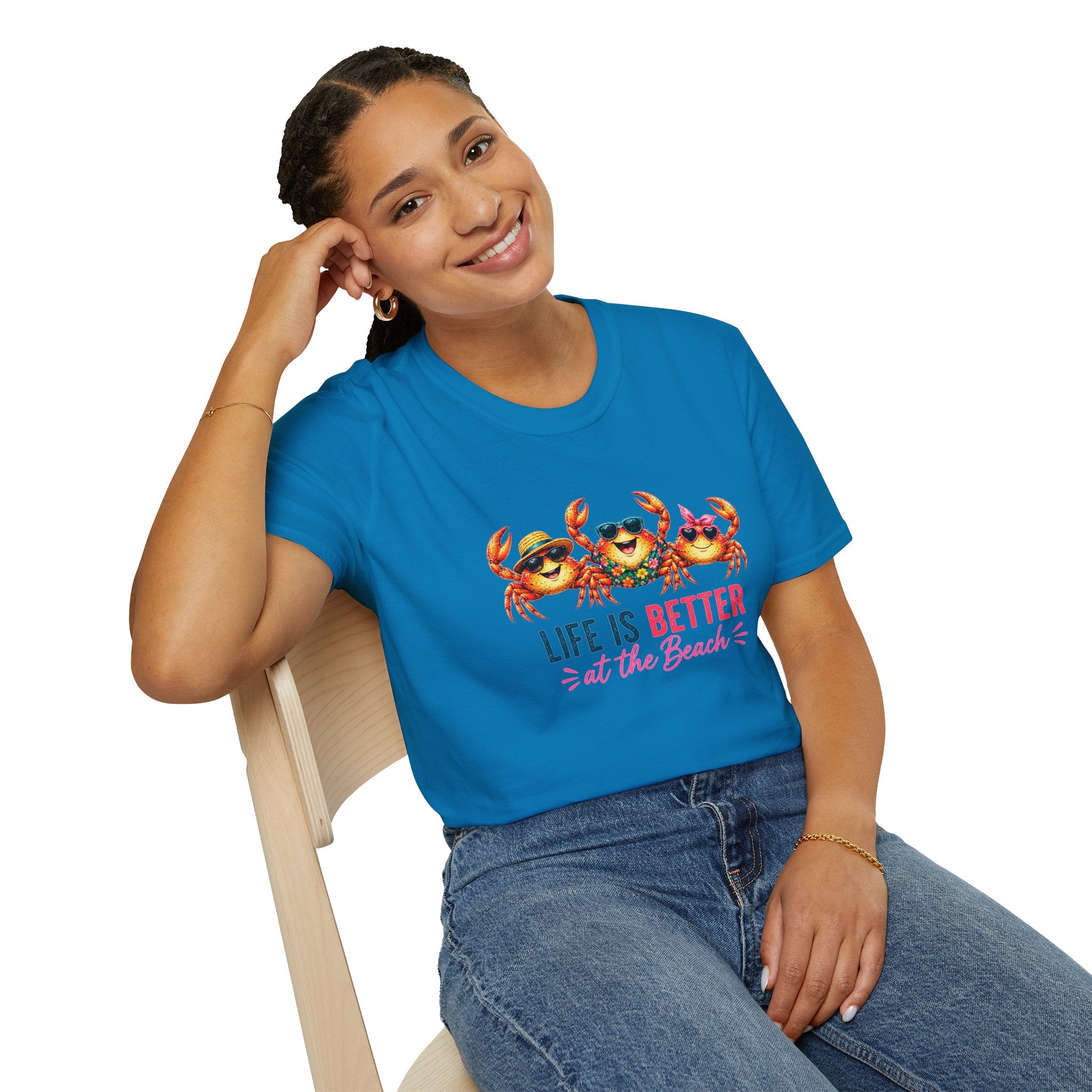 Funny Beach Crab T-Shirt | Life Is Better at the Beach Tee | Cute Summer Vacation Shirt | Coastal Graphic Tee | Ocean Lover Gift