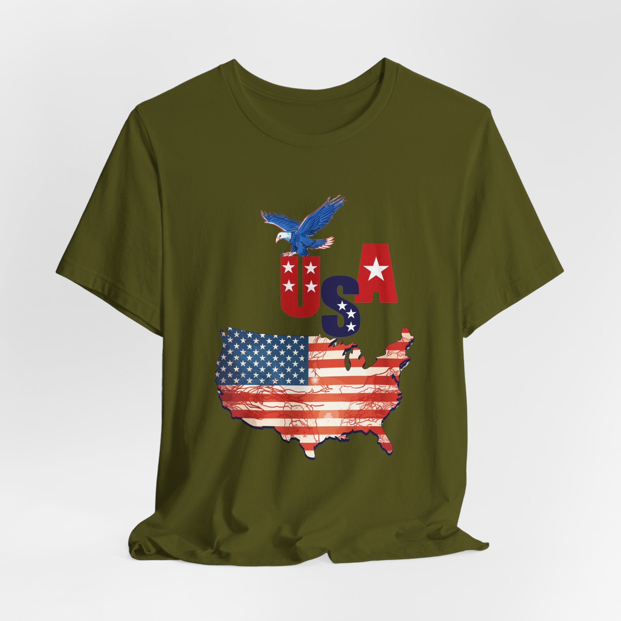 USA Flag Map T-Shirt, Patriotic Eagle Shirt, 4th of July Shirt, American Flag Tee, Independence Day Gift
