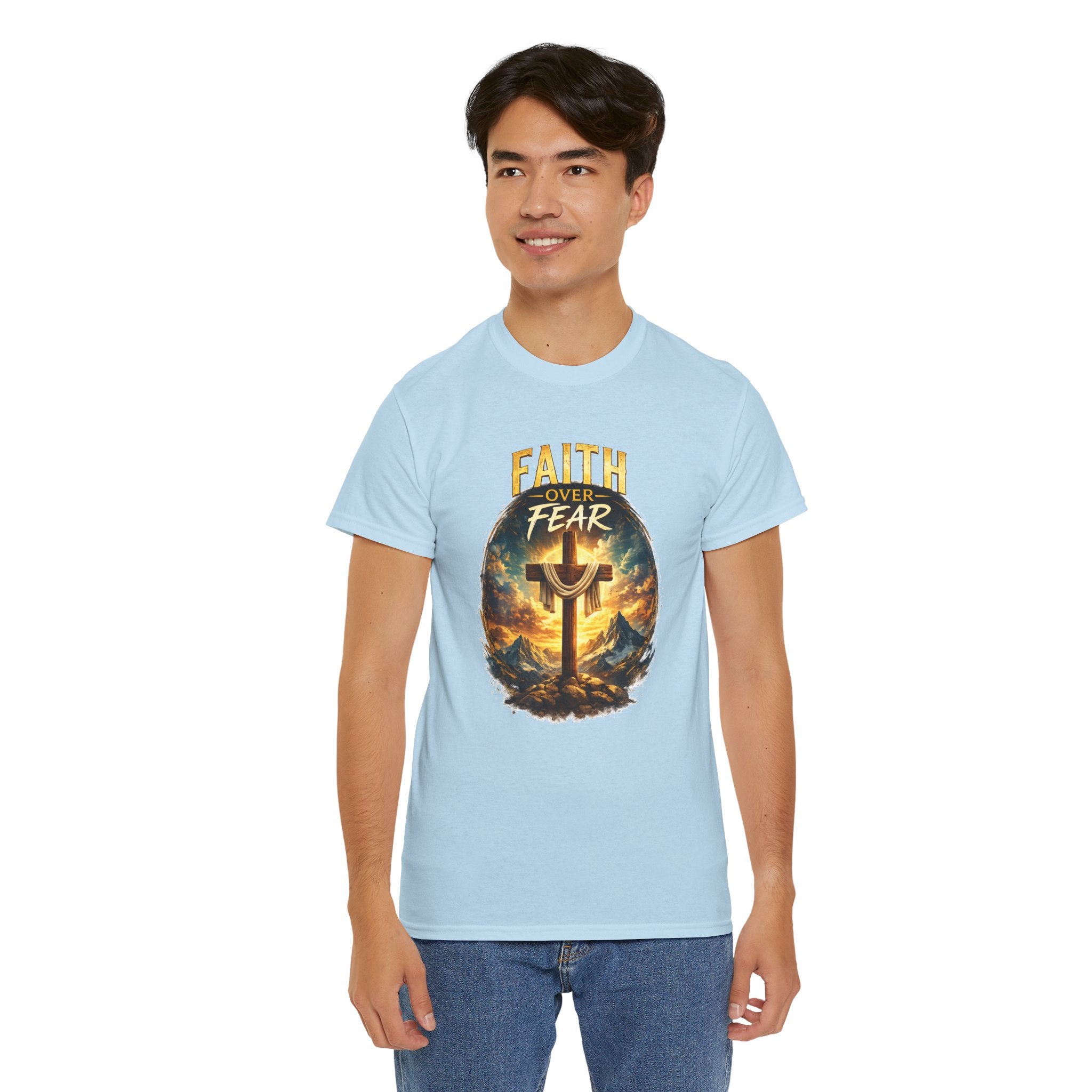 Faith Over Fear Christian T-Shirt | Cross Graphic Tee | Jesus Faith Shirt | Religious Unisex Shirt | Christian Gift for Men & Women