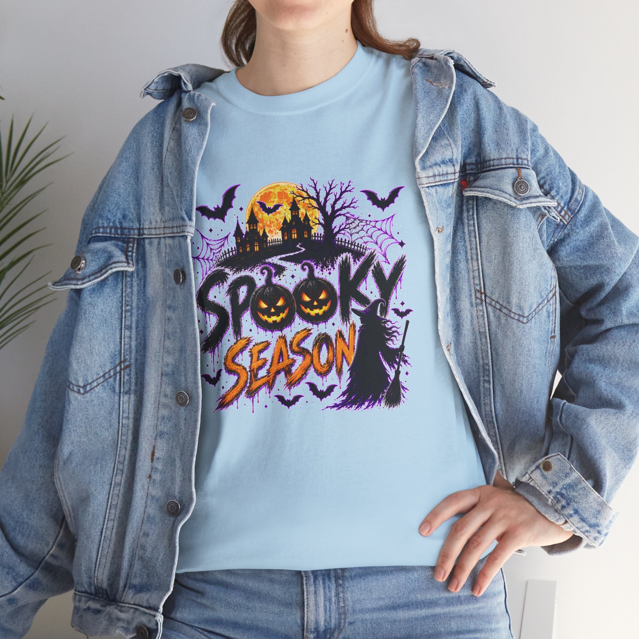 Spooky Season Halloween T-Shirt, Jack O Lantern Pumpkin Tee, Haunted House Graphic Shirt, Unisex Halloween Tee