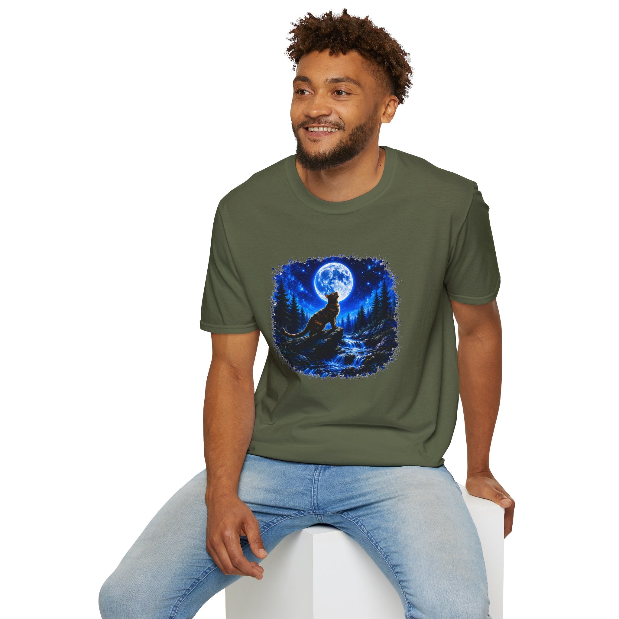 Cat Howl T-Shirt – Moonlit Night Graphic Tee