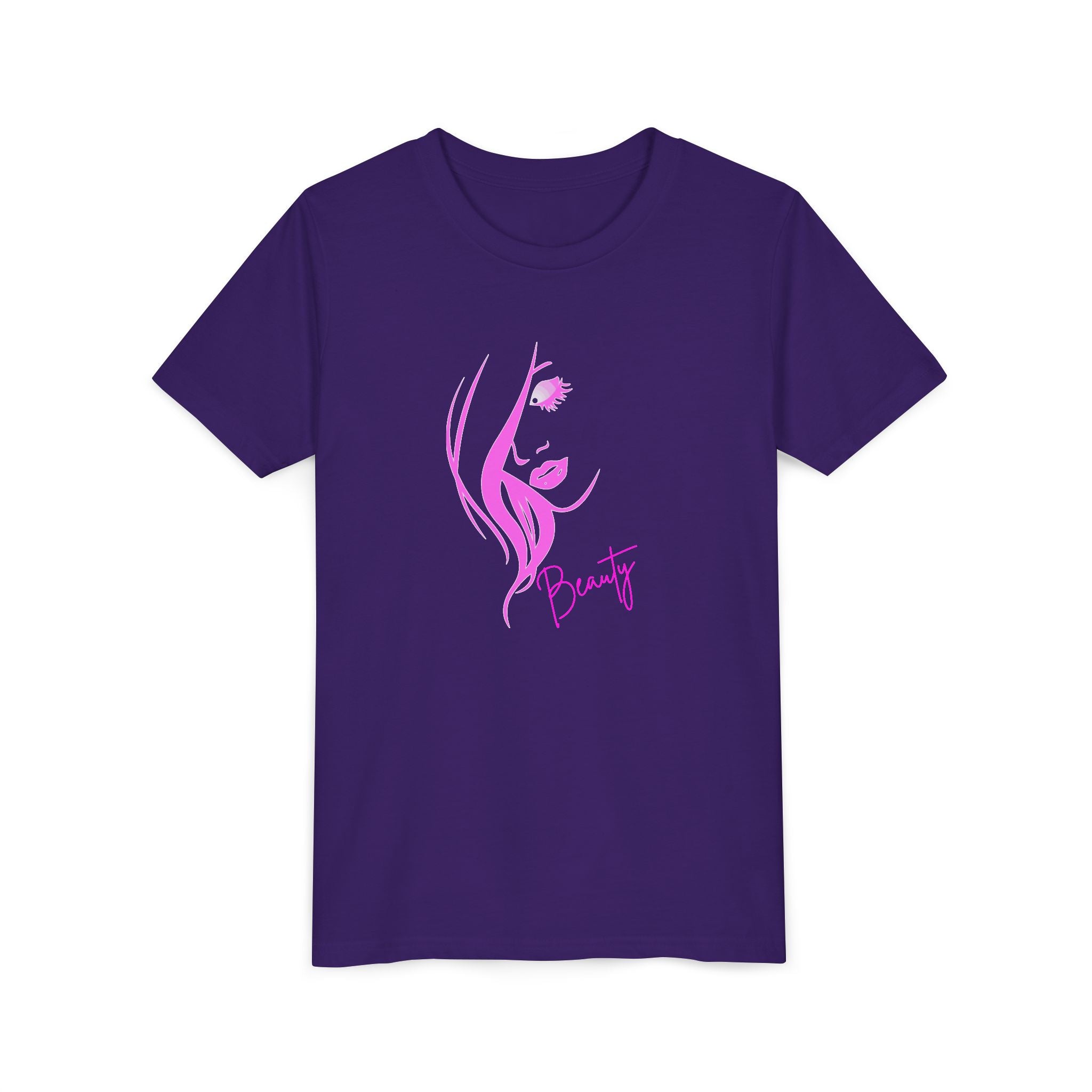 Youth Girls T-Shirt – Pink Beauty Face Graphic Tee, Cute Aesthetic Shirt, Gift for Girls