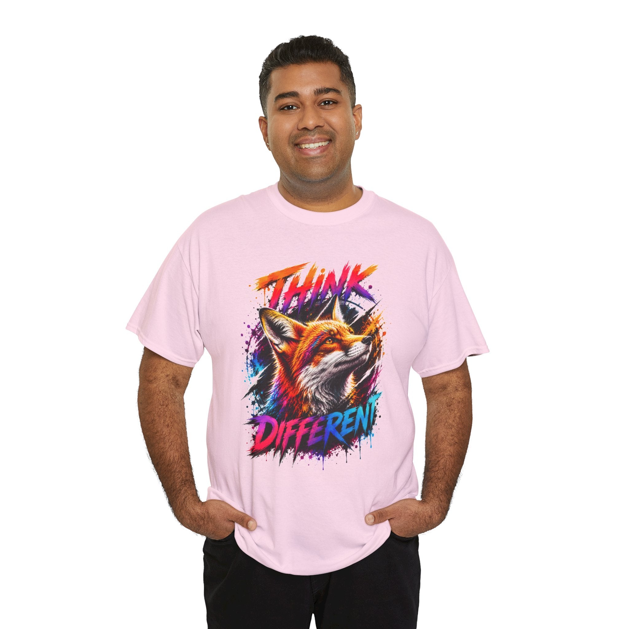 Think Different Fox Shirt, Colorful Fox T-Shirt, Wildlife Graphic Tee, Neon Animal Shirt, Gift for Fox Lovers