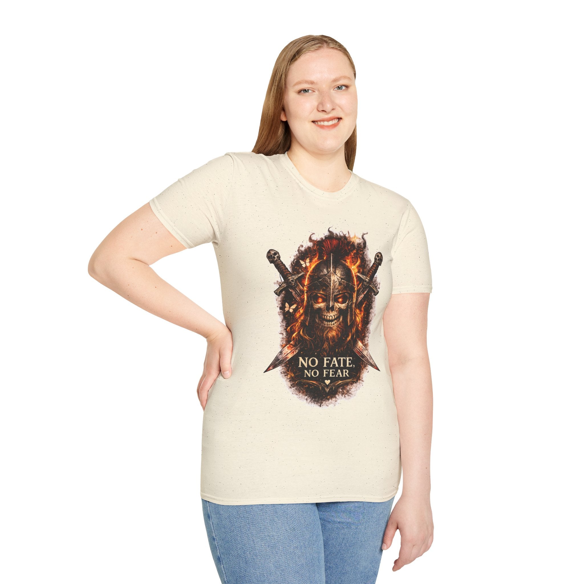 Viking Skull T-Shirt, Dragon Warrior Tee, Biker Graphic Shirt, Gothic Viking Shirt, No Fate No Fear Tee, Fantasy Streetwear